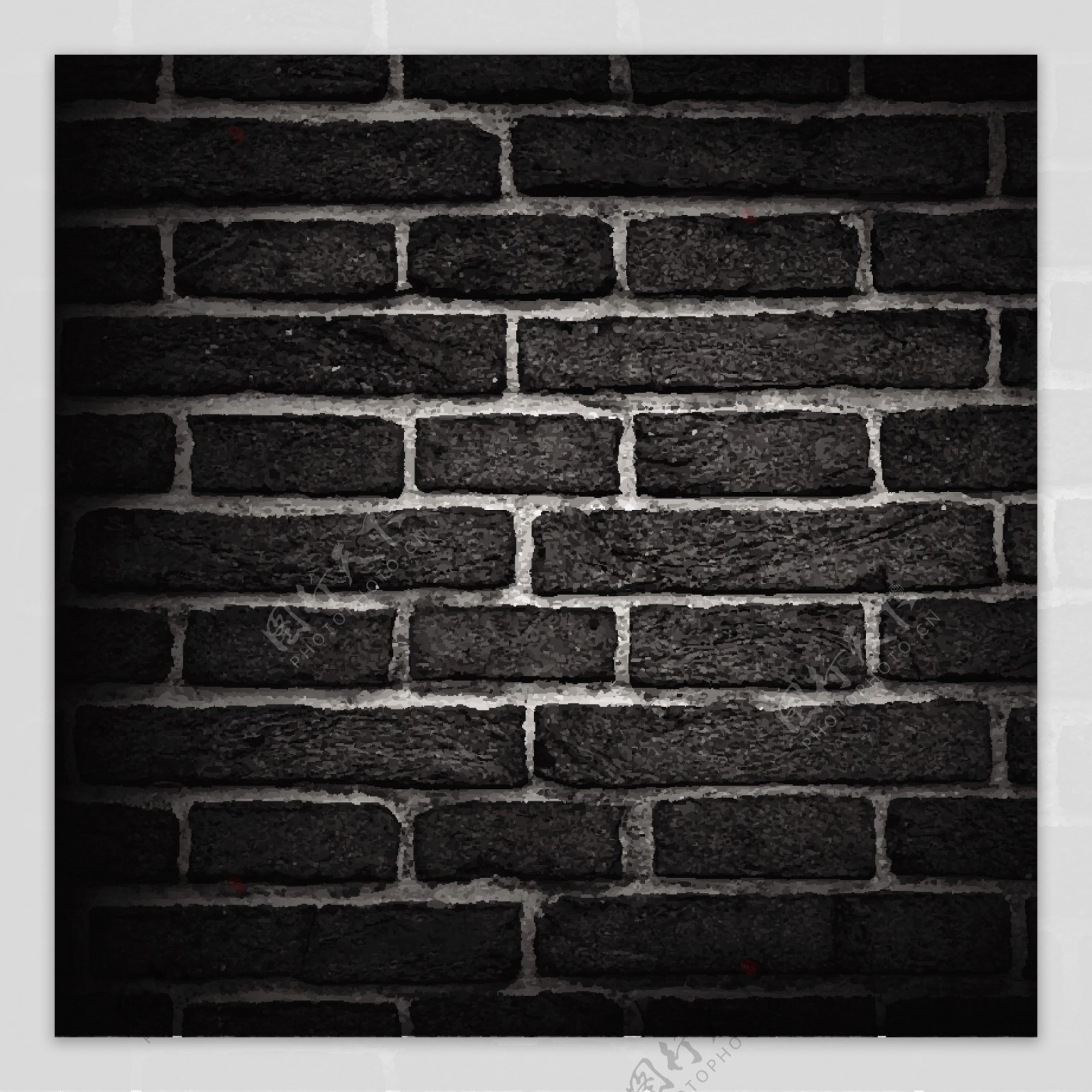 黑色砖瓦墙背景矢量图