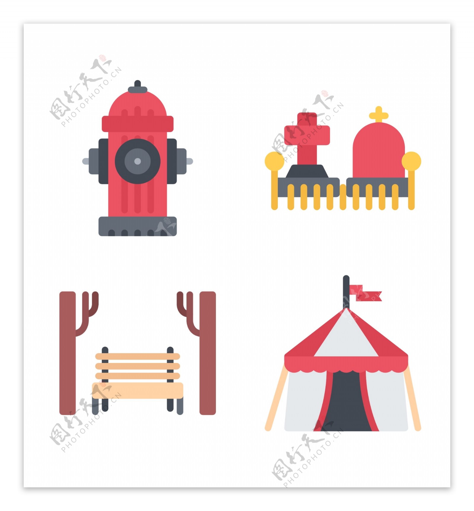 蒙古包帐篷消防栓icon图标素材