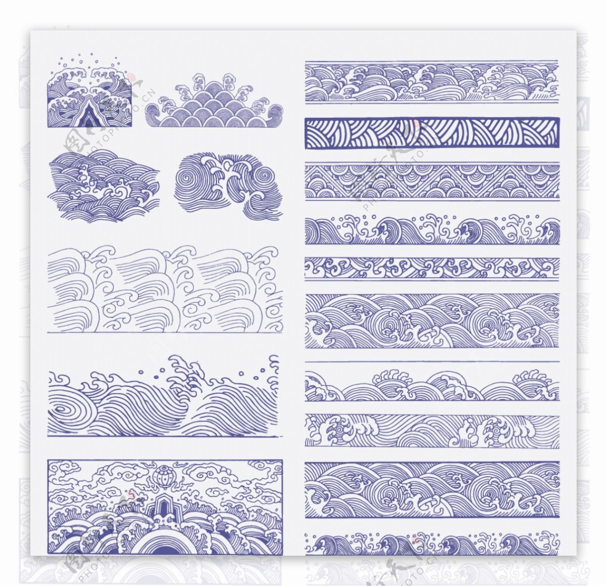 中国传统古典祥云流水纹饰