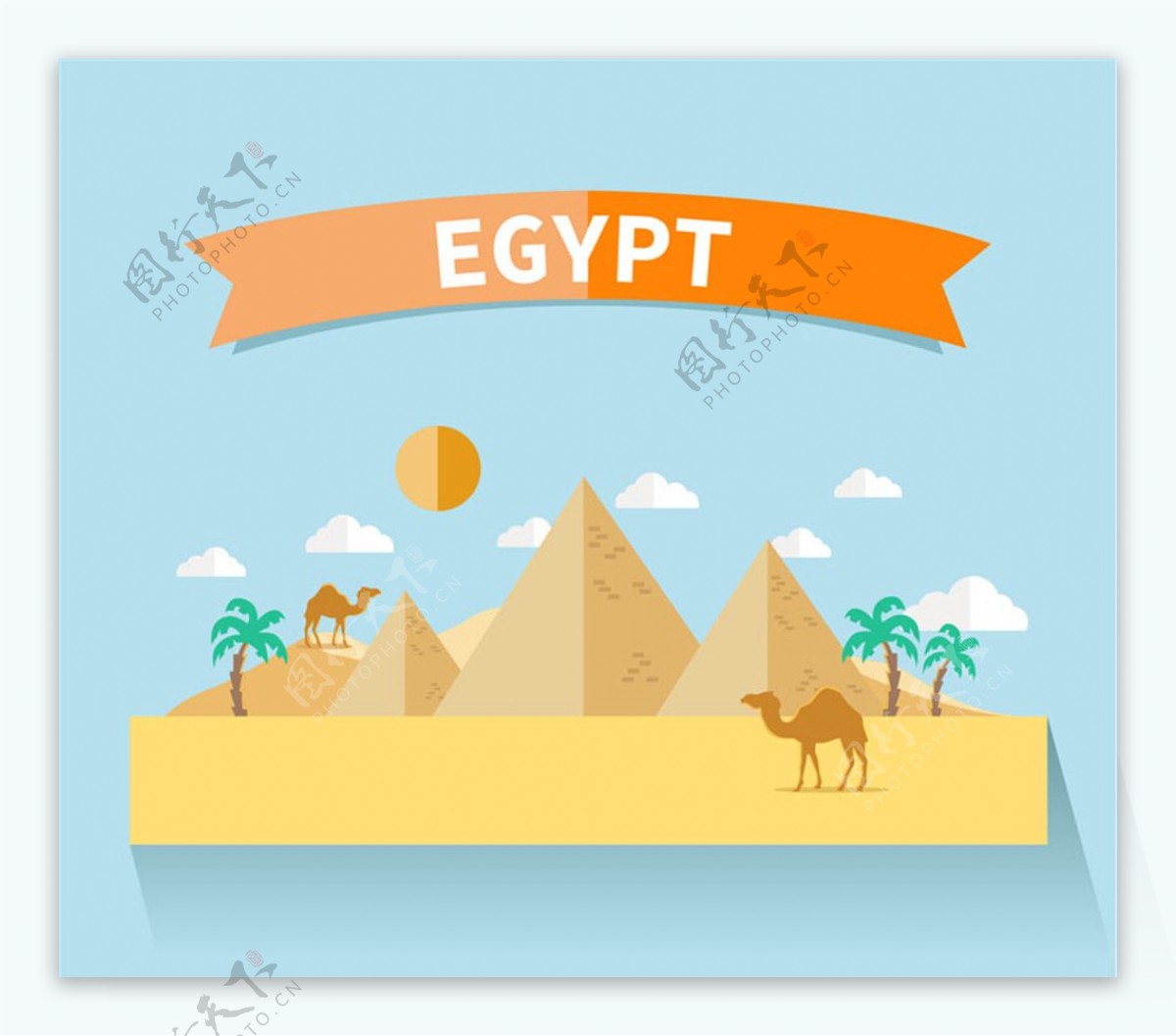 创意埃及旅行插画矢量素材