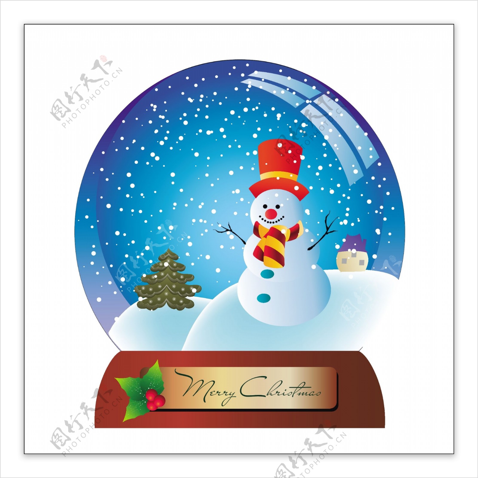 雪球雪人和圣诞树