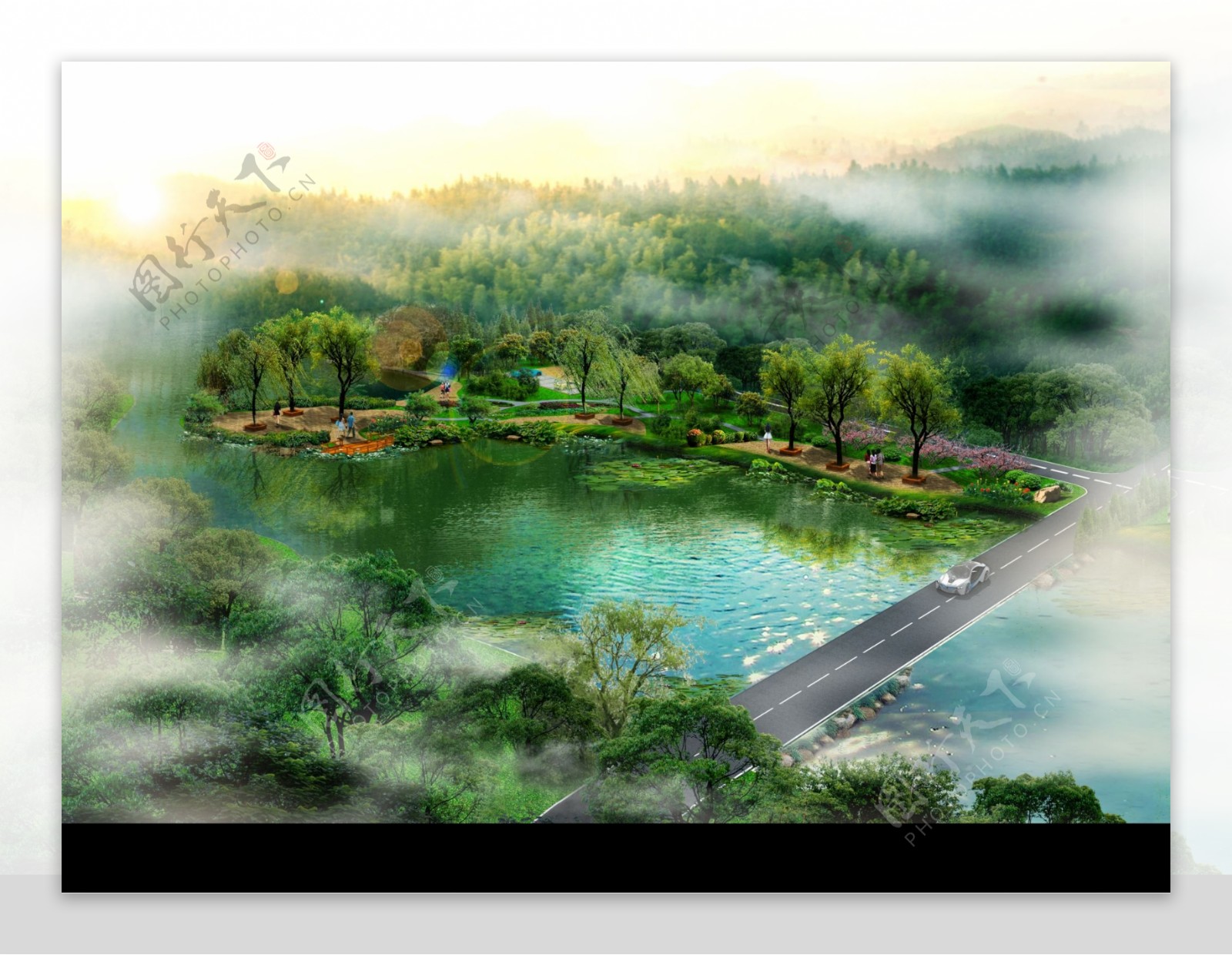 滨水景观带节点方案效果图图片