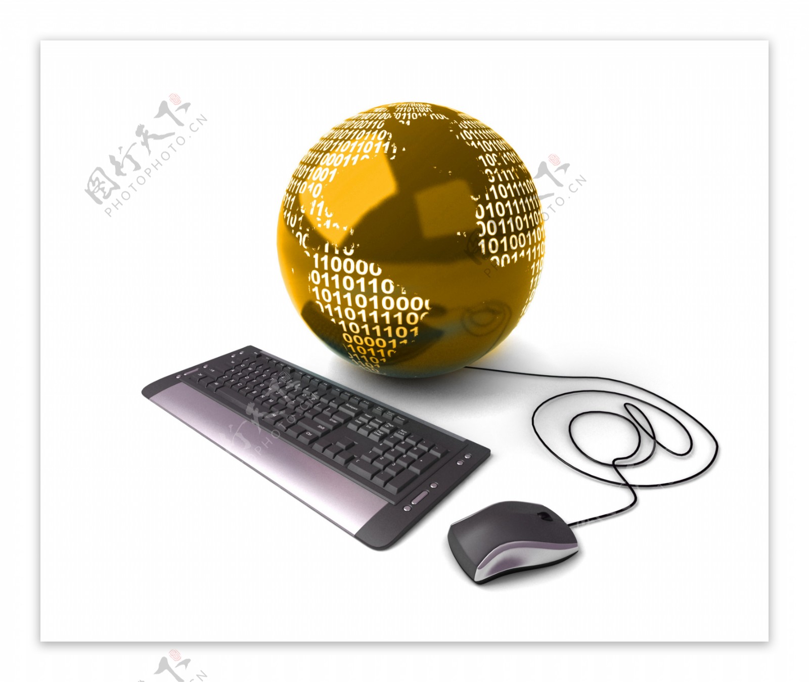 黄色球体和键盘鼠标图片