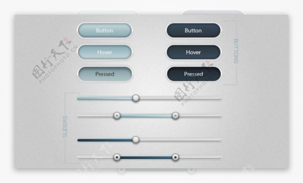 圆滑按钮与滑条PSD分层素材