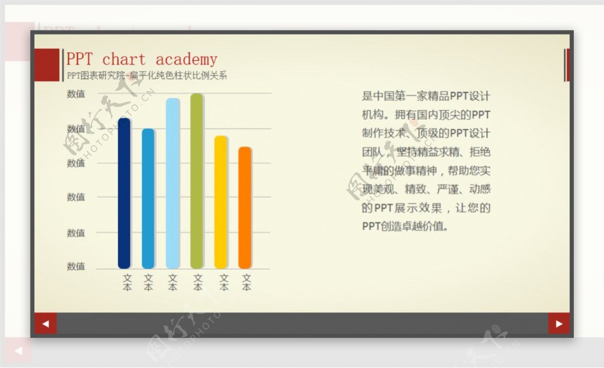 PPT图表研究院扁平化纯色柱状比例关系图晓笑江湖制作