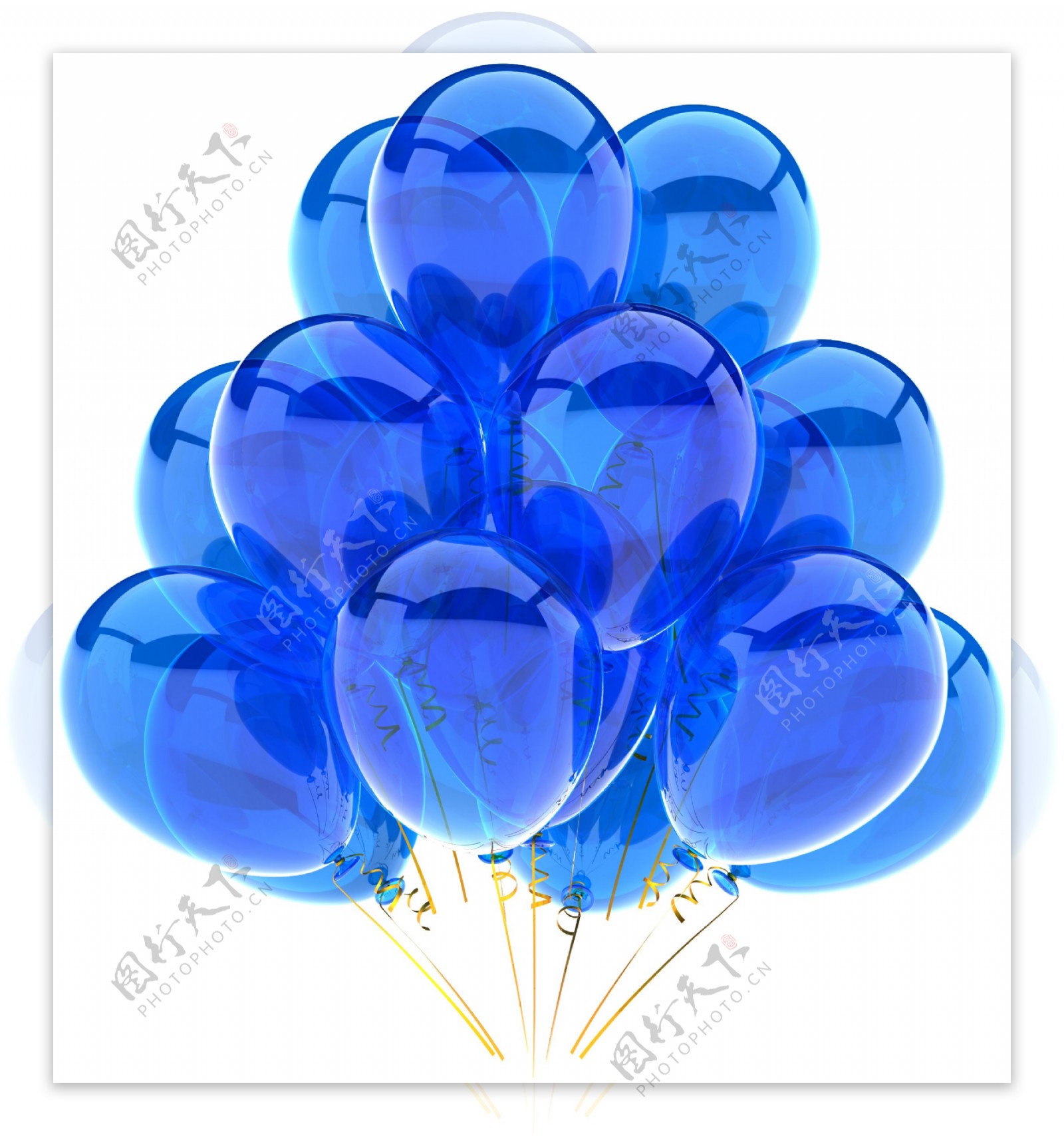 蓝色氢气气球图片素材