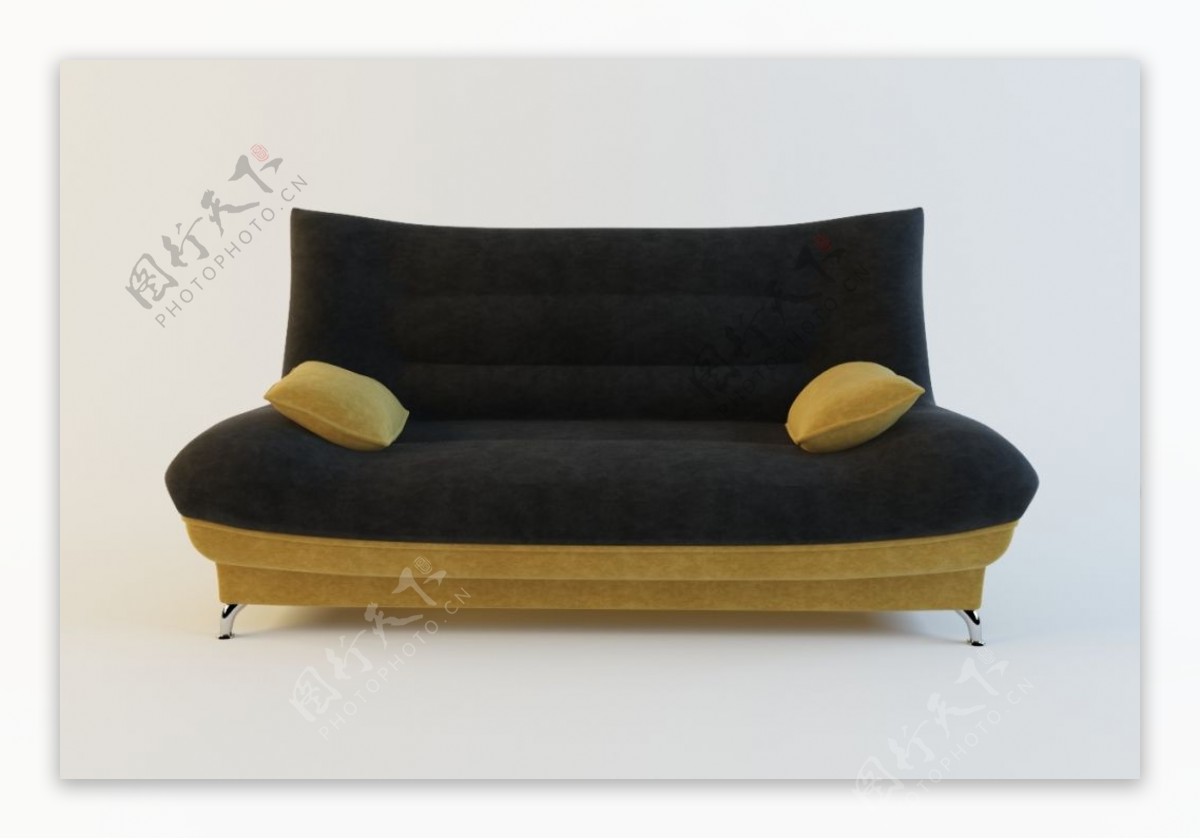 现代黑黄色双人沙发来自欧模网