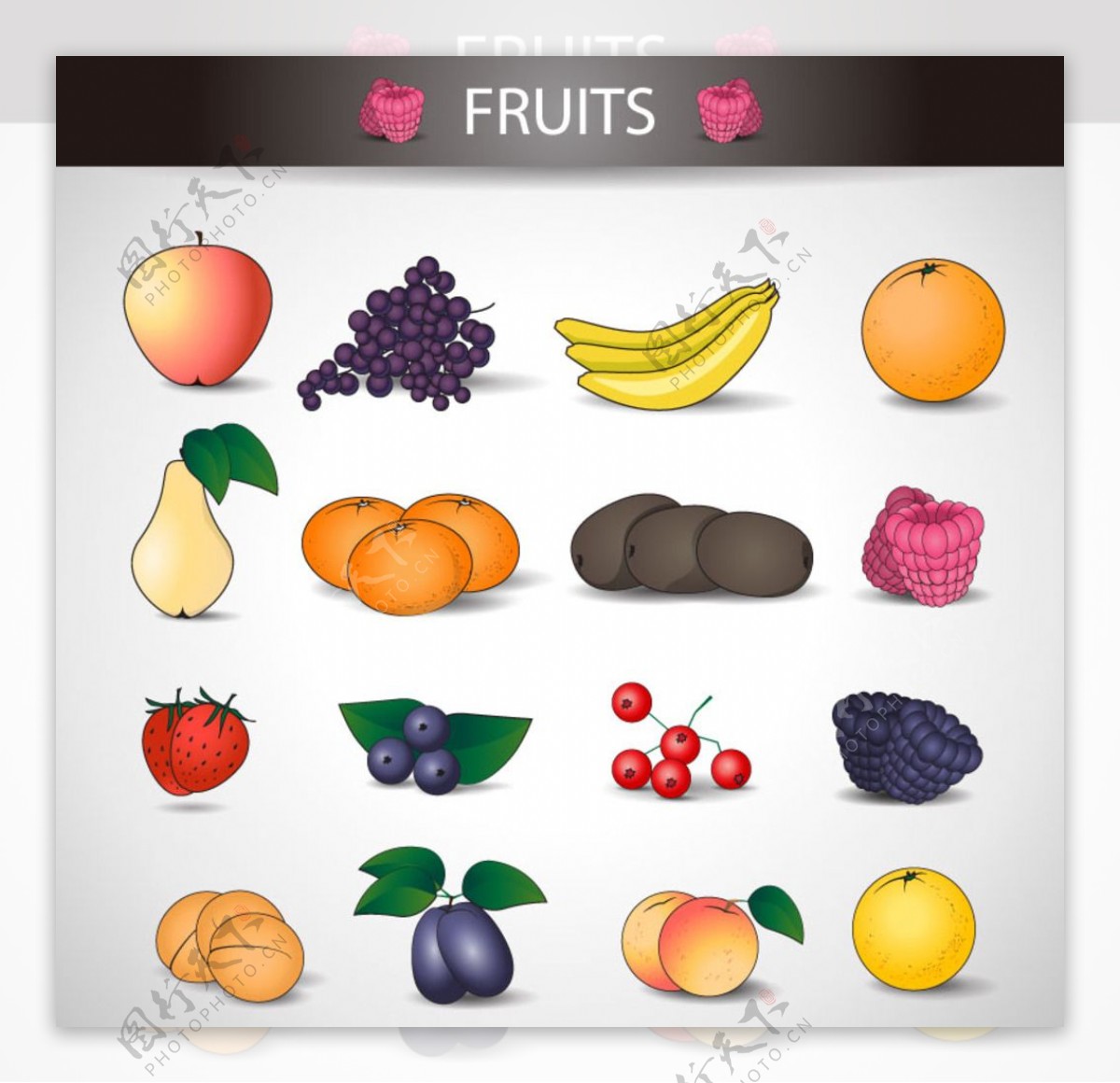 16种精美水果图标矢量素材