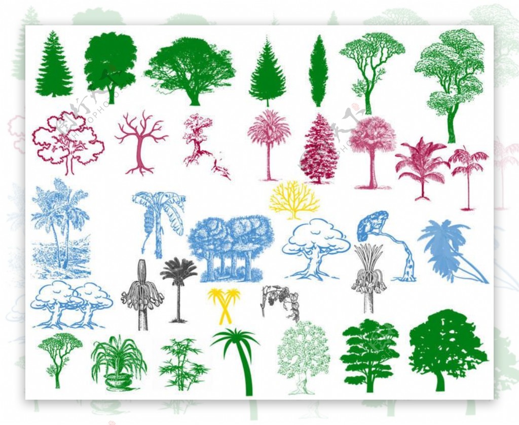 印刷版式树木大树树林Photoshop笔刷素材
