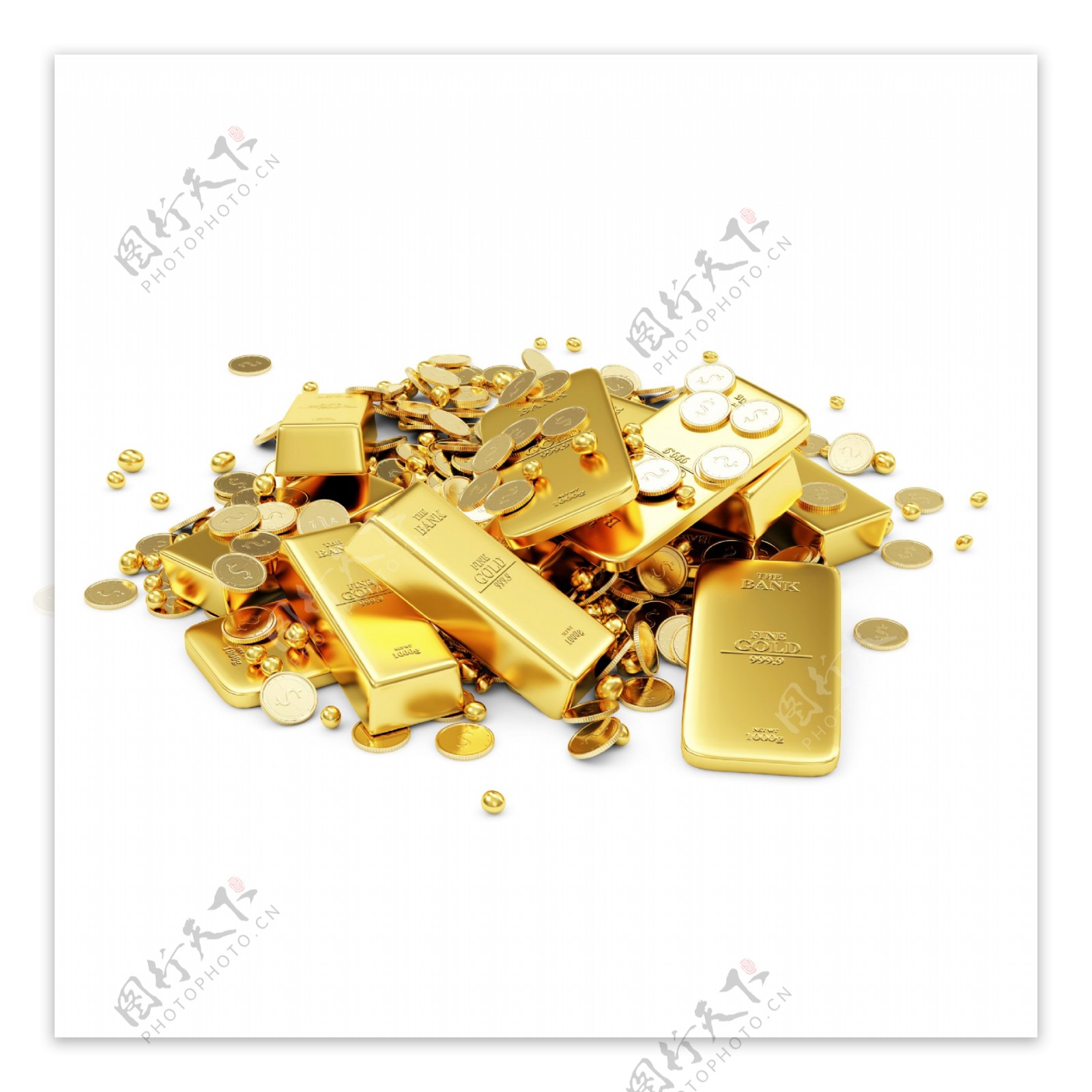 黄金金条金币图片