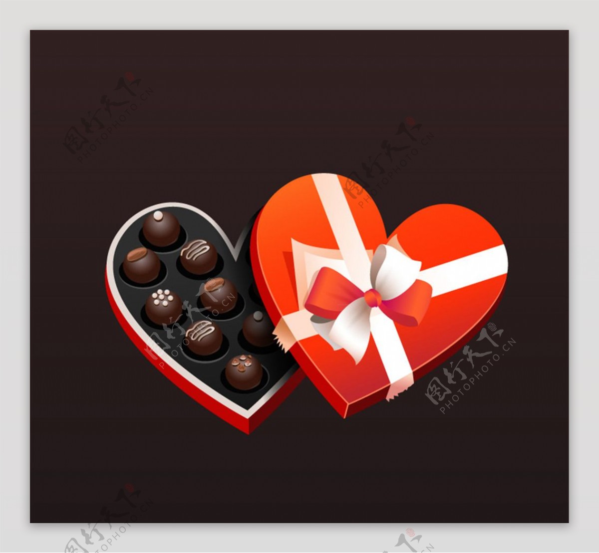 巧克力爱心礼盒矢量素材