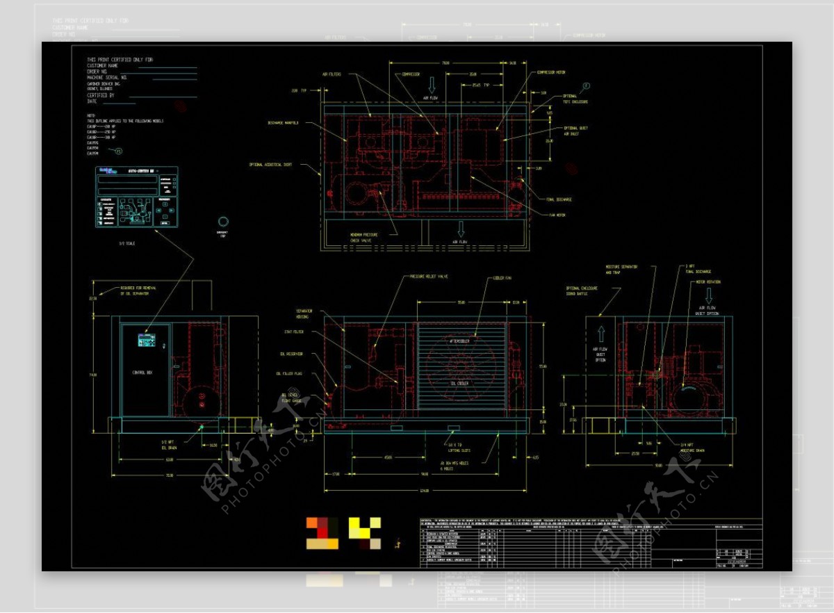 螺杆空压机总图CAD机械图纸