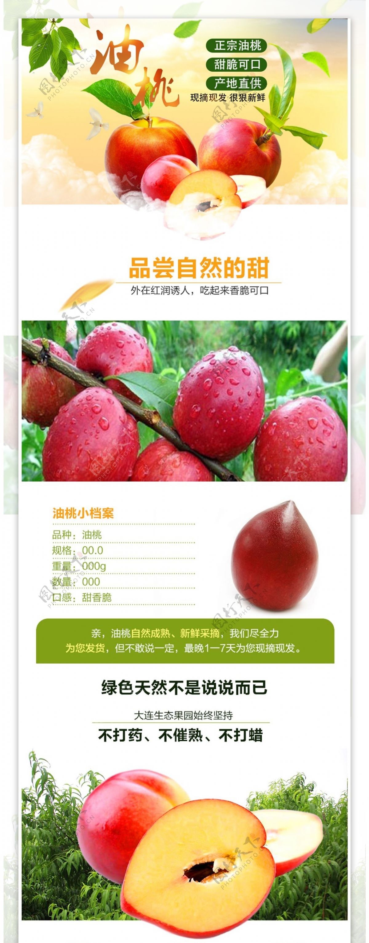 淘宝天猫电商水果促销简洁油桃详情页模板