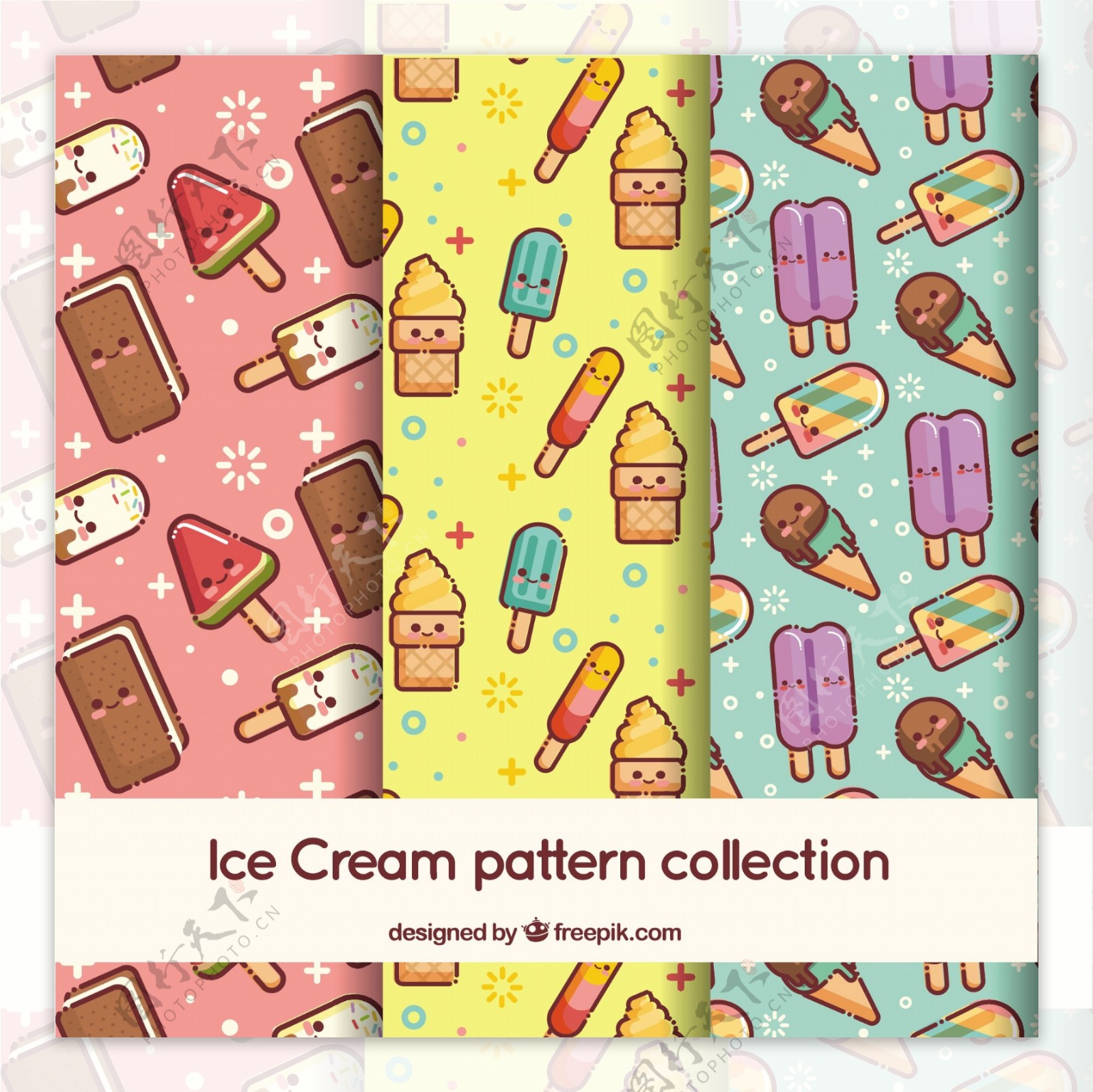 漂亮彩色冰淇淋装饰图案背景