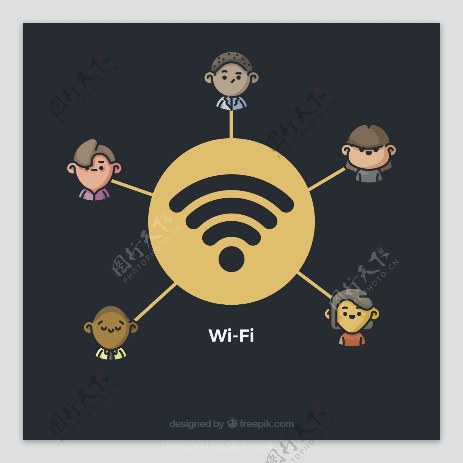 简约Wifi图标人物图标黑色背景