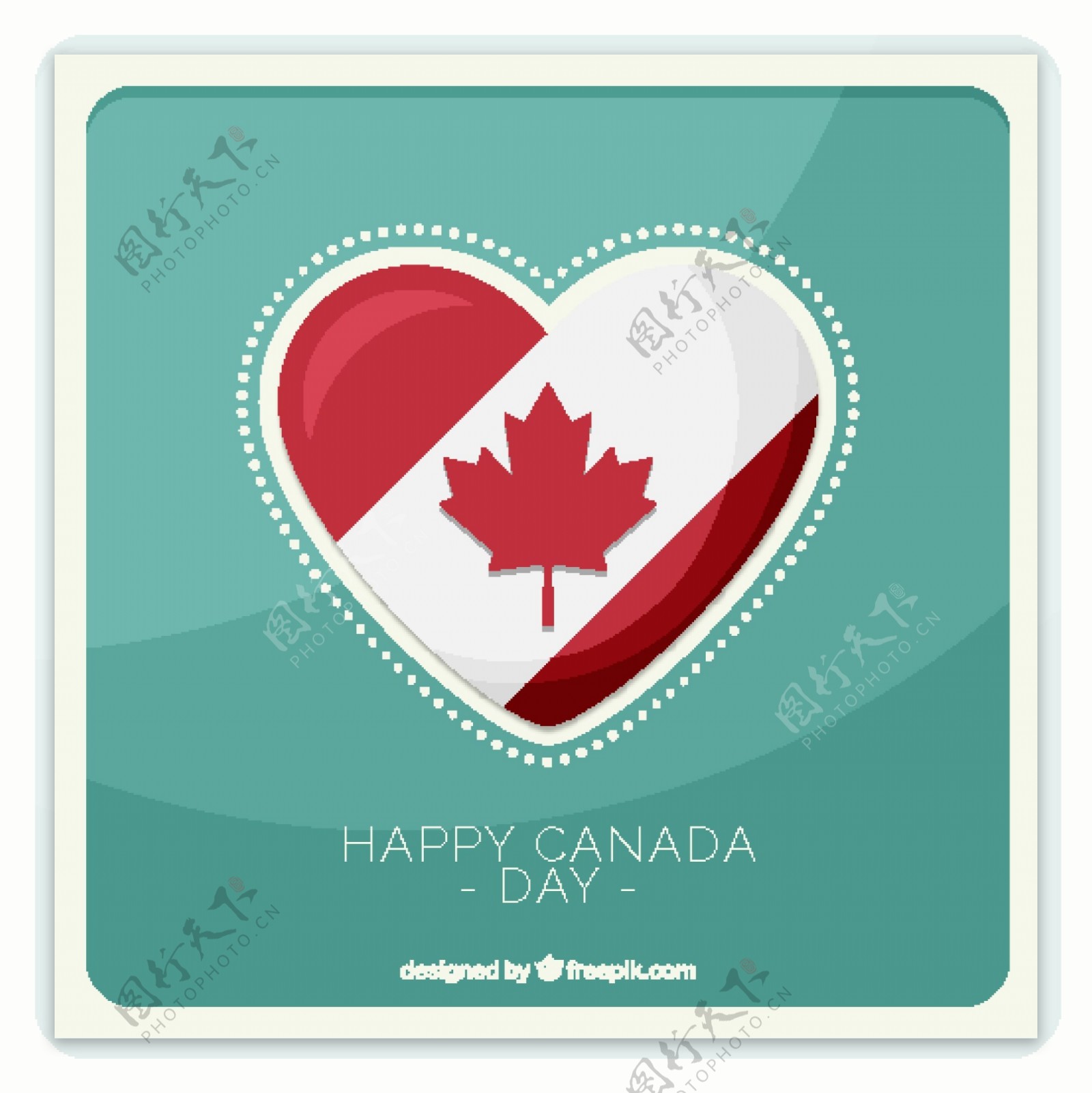 快乐加拿大国庆日心形国旗背景