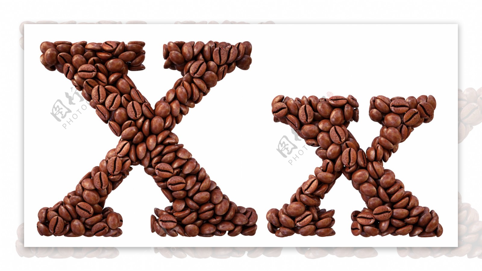 咖啡豆组成的字母X图片