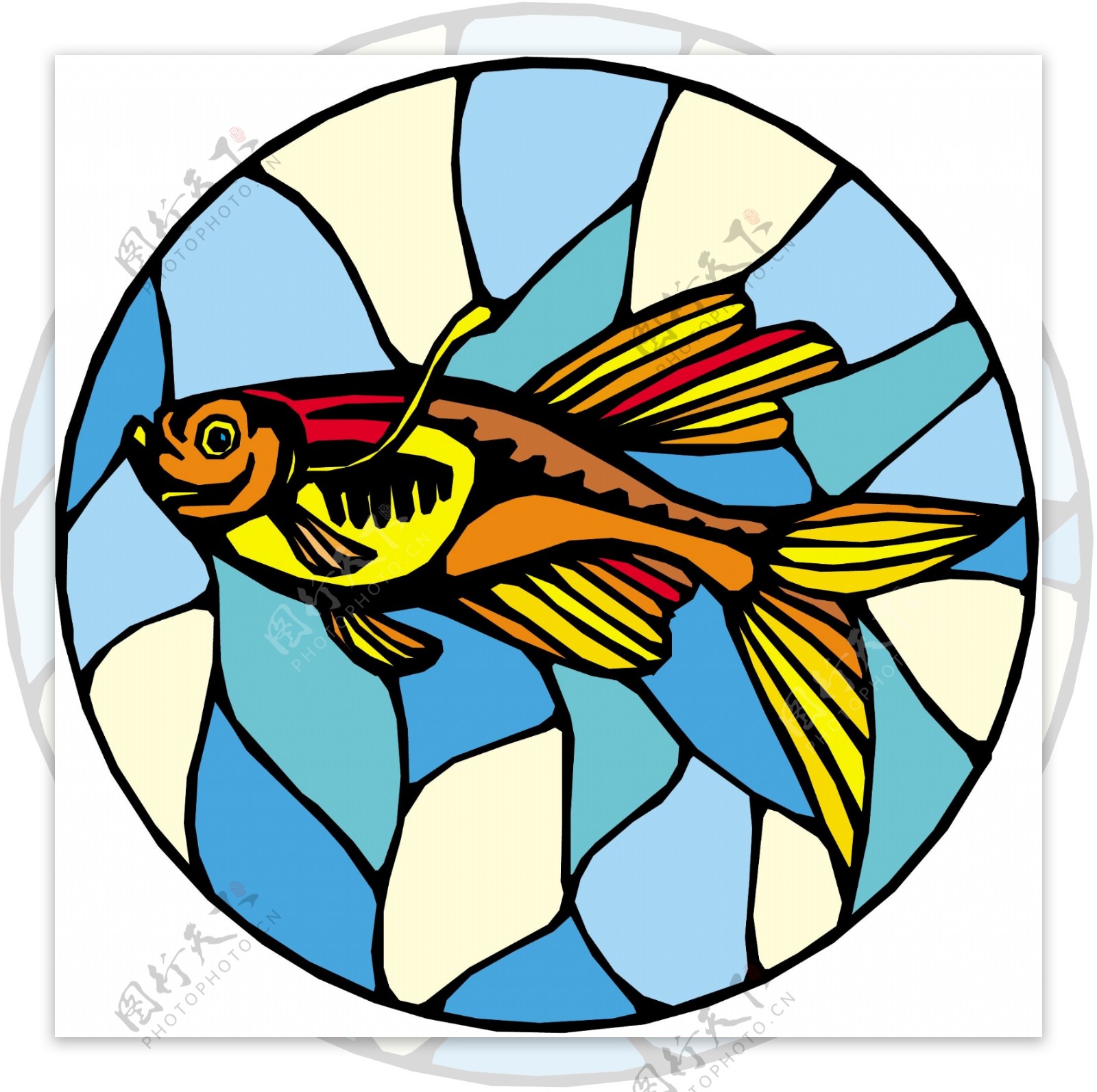 五彩小鱼水生动物矢量素材EPS格式0681