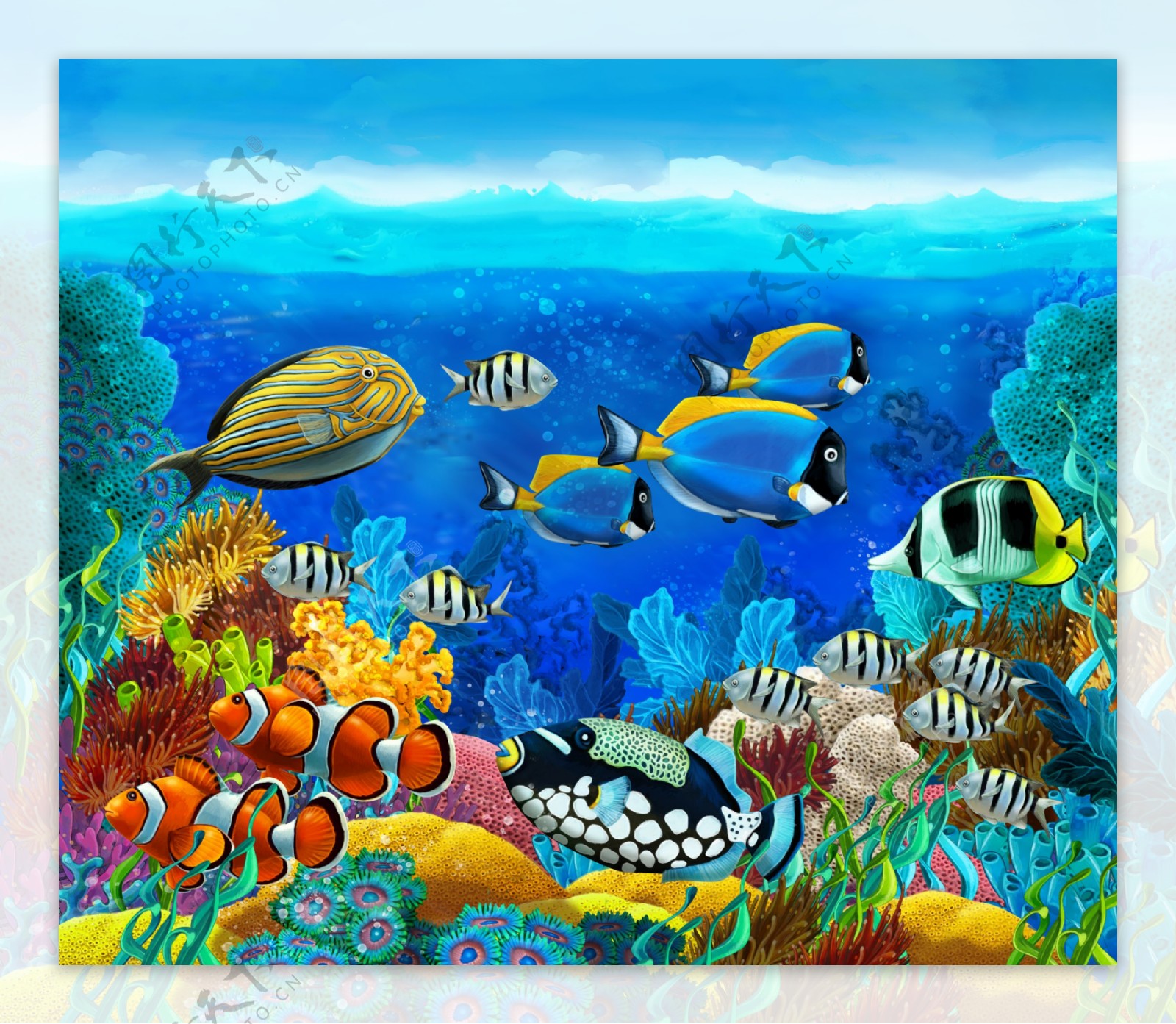 海底游动的鱼群图片
