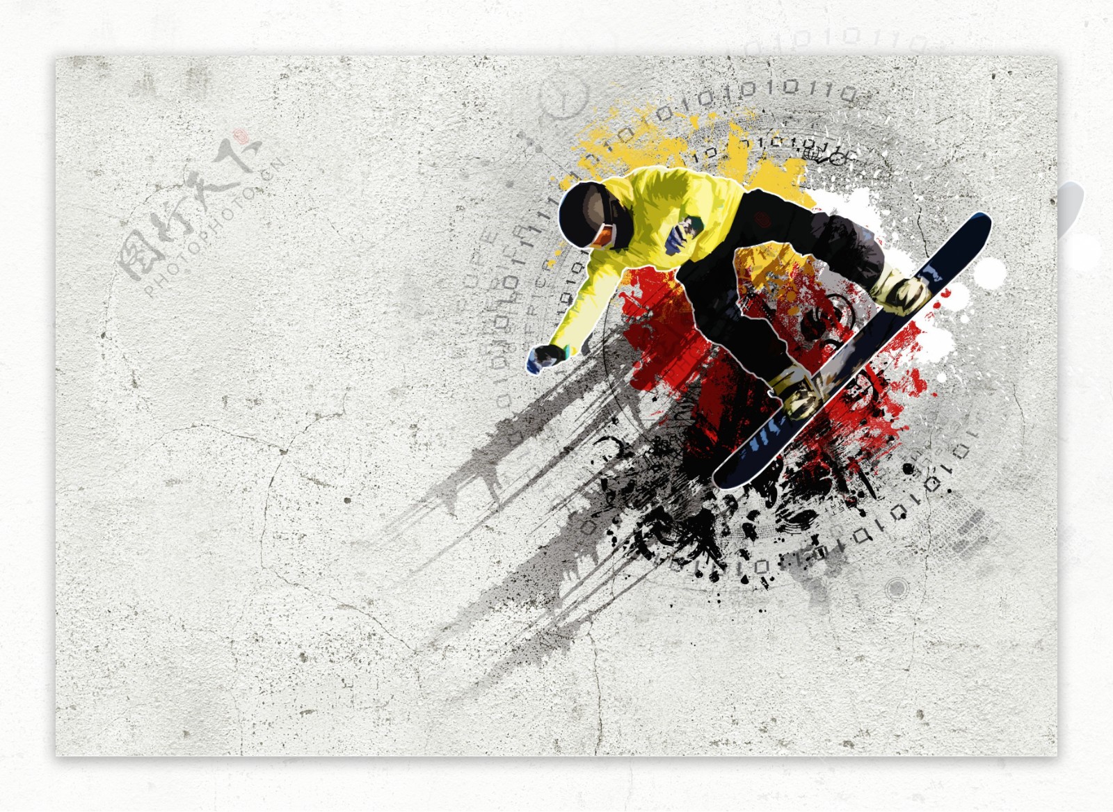 滑雪运动涂鸦插画图片