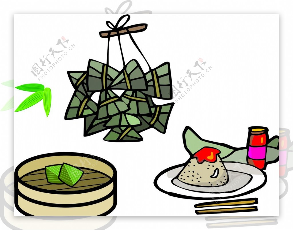 蒸粽子端午节素材图片