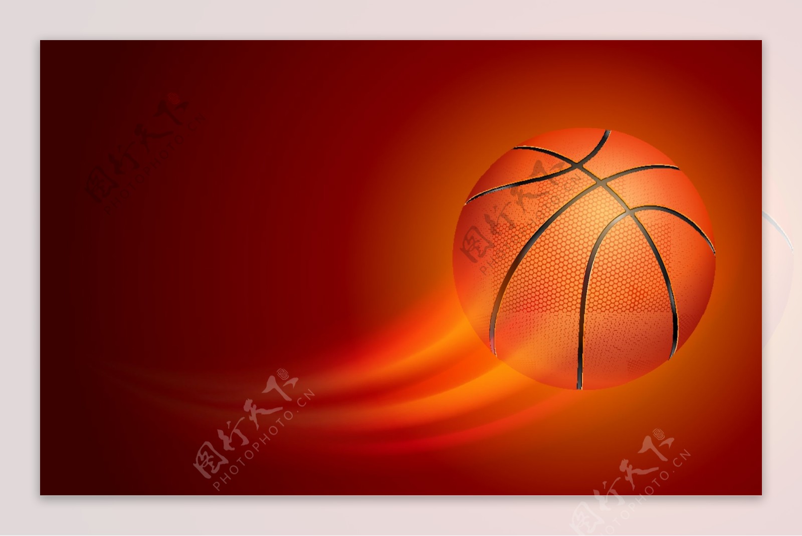 橘红色渐变背景篮球矢量素材