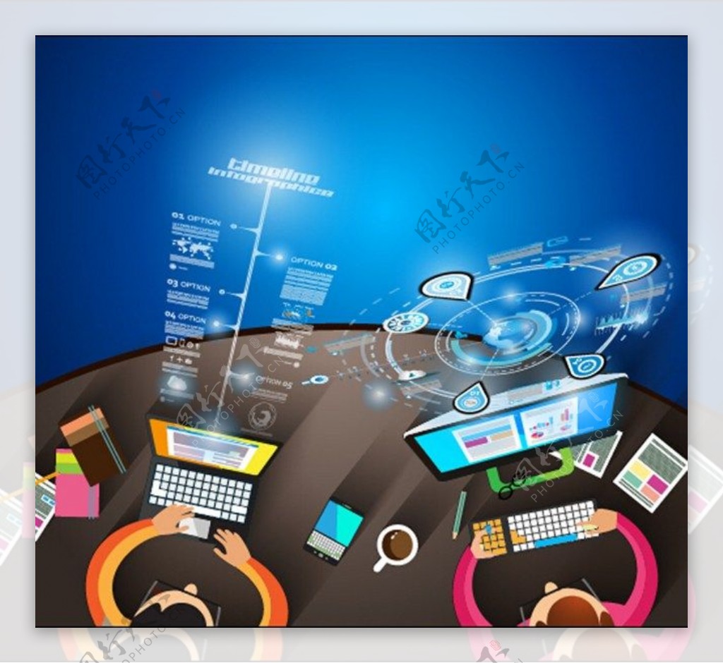 蓝色科技数字电脑背景图