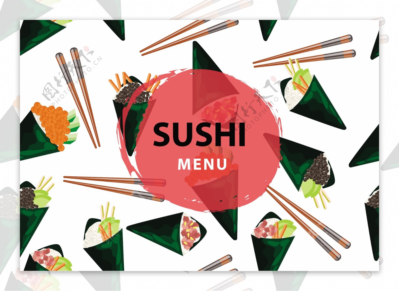 扁平化手绘日本寿司