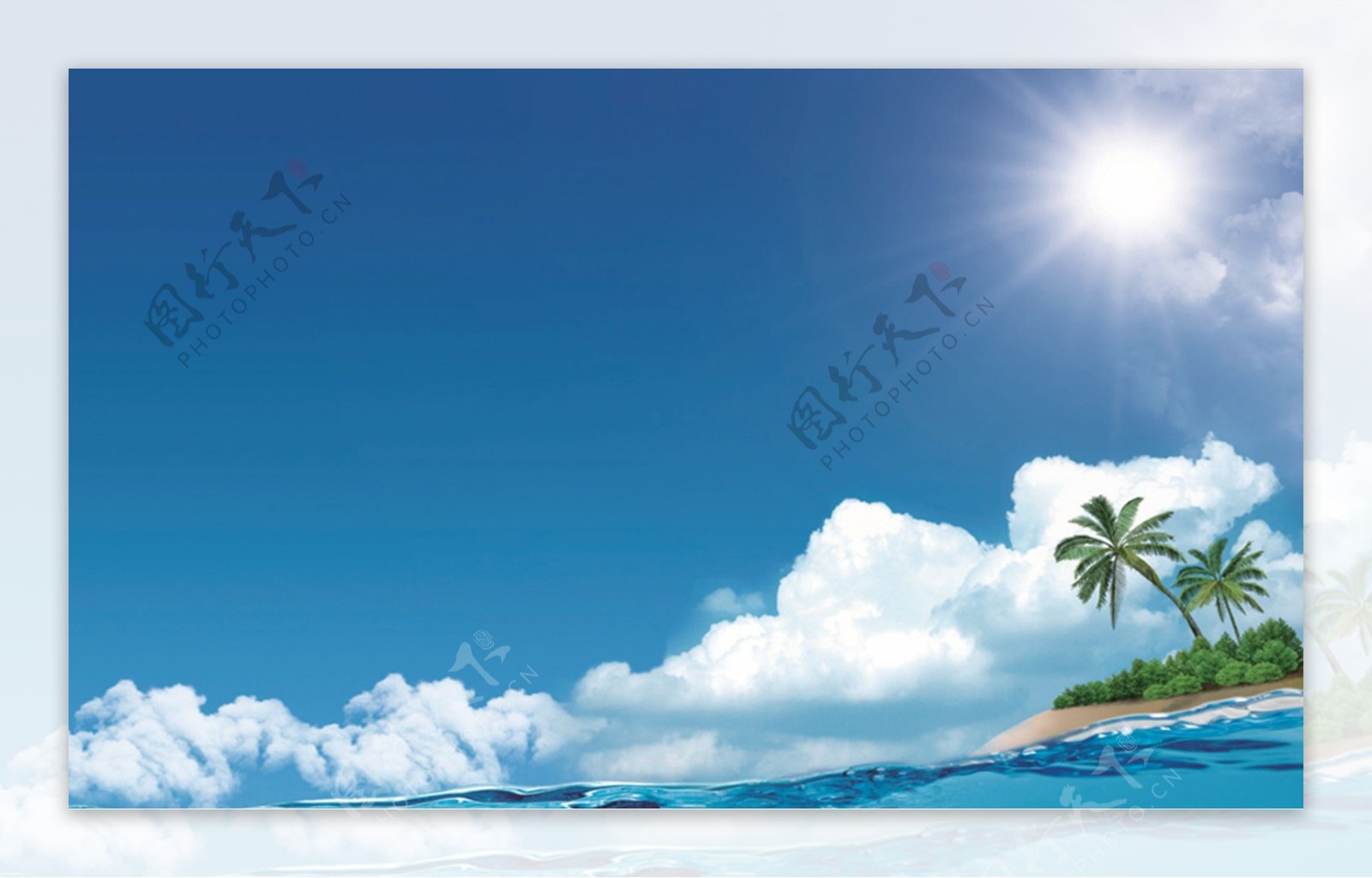 椰子海边沙滩蓝天