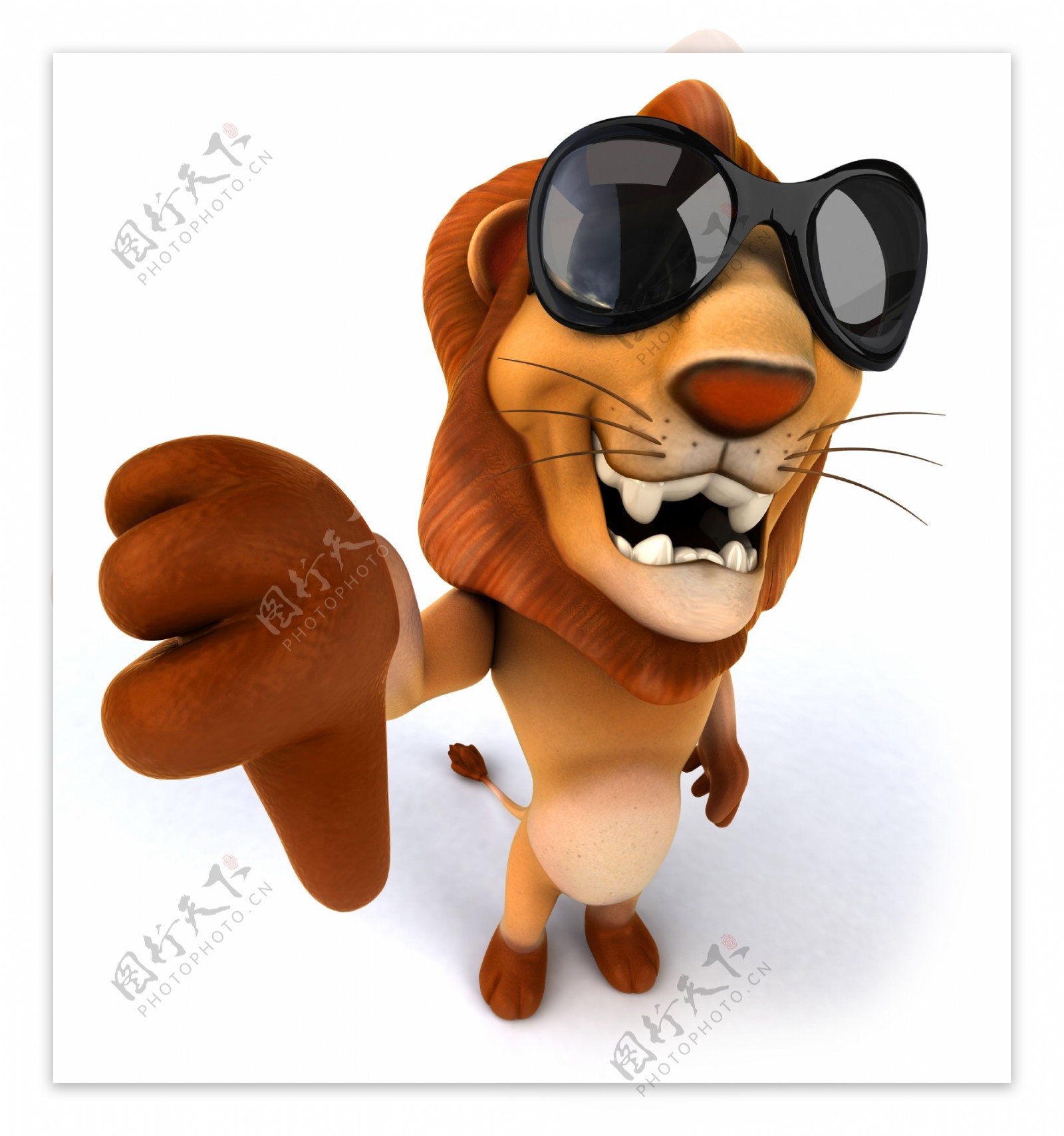戴墨镜的3D卡通狮子图片
