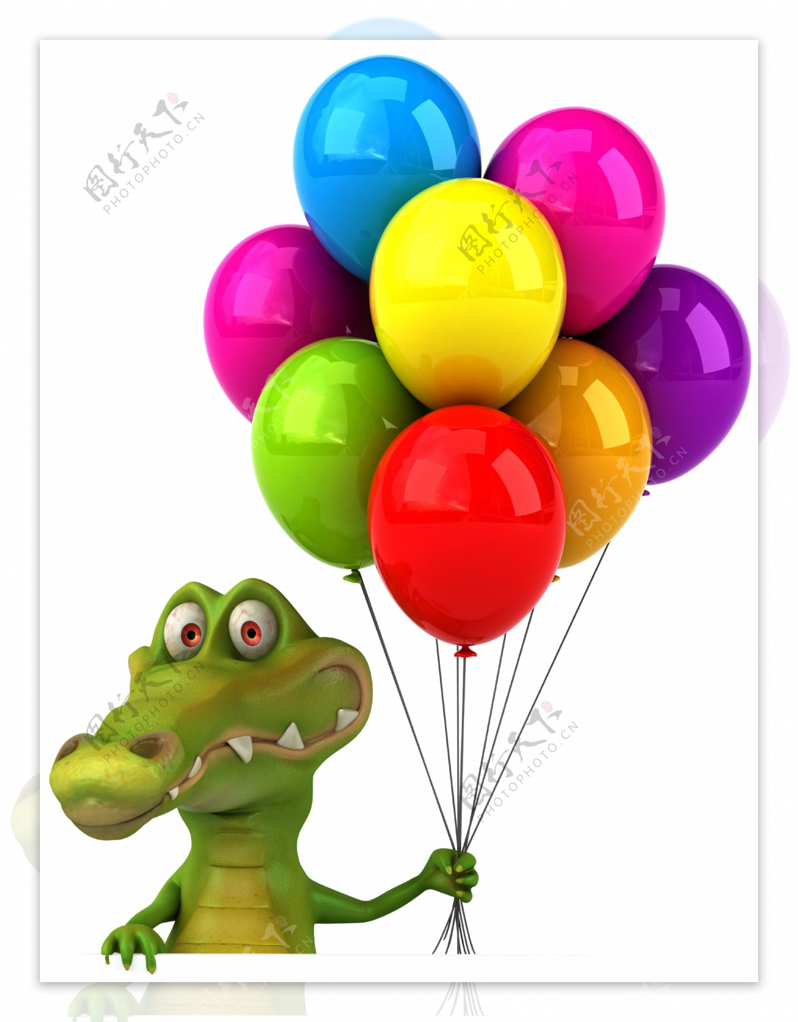 拿着气球的卡通恐龙