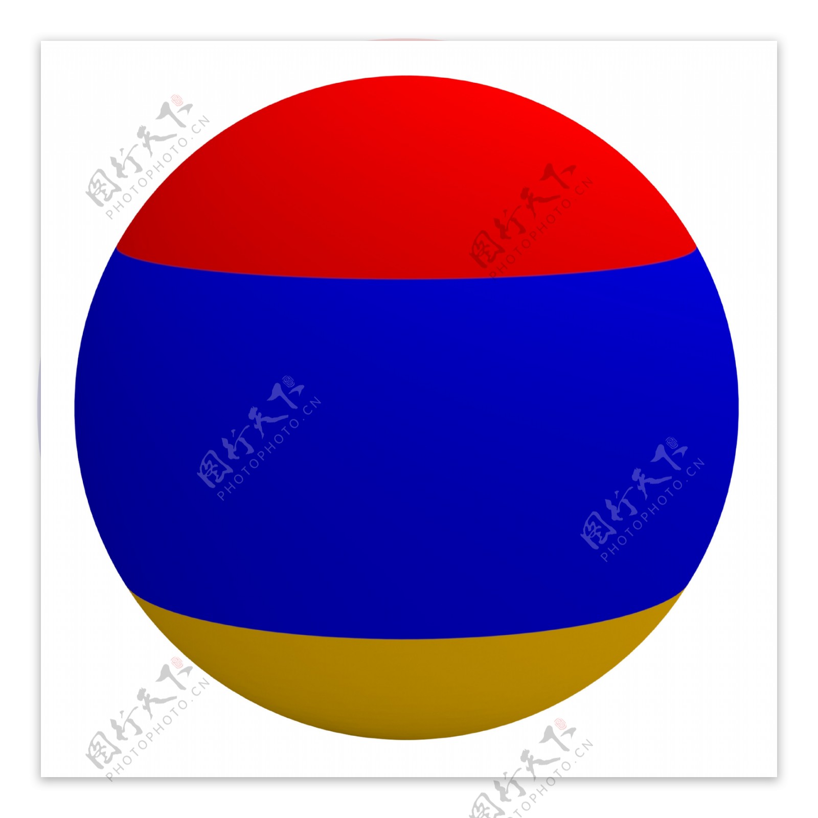亚美尼亚国旗上的球孤立在白色