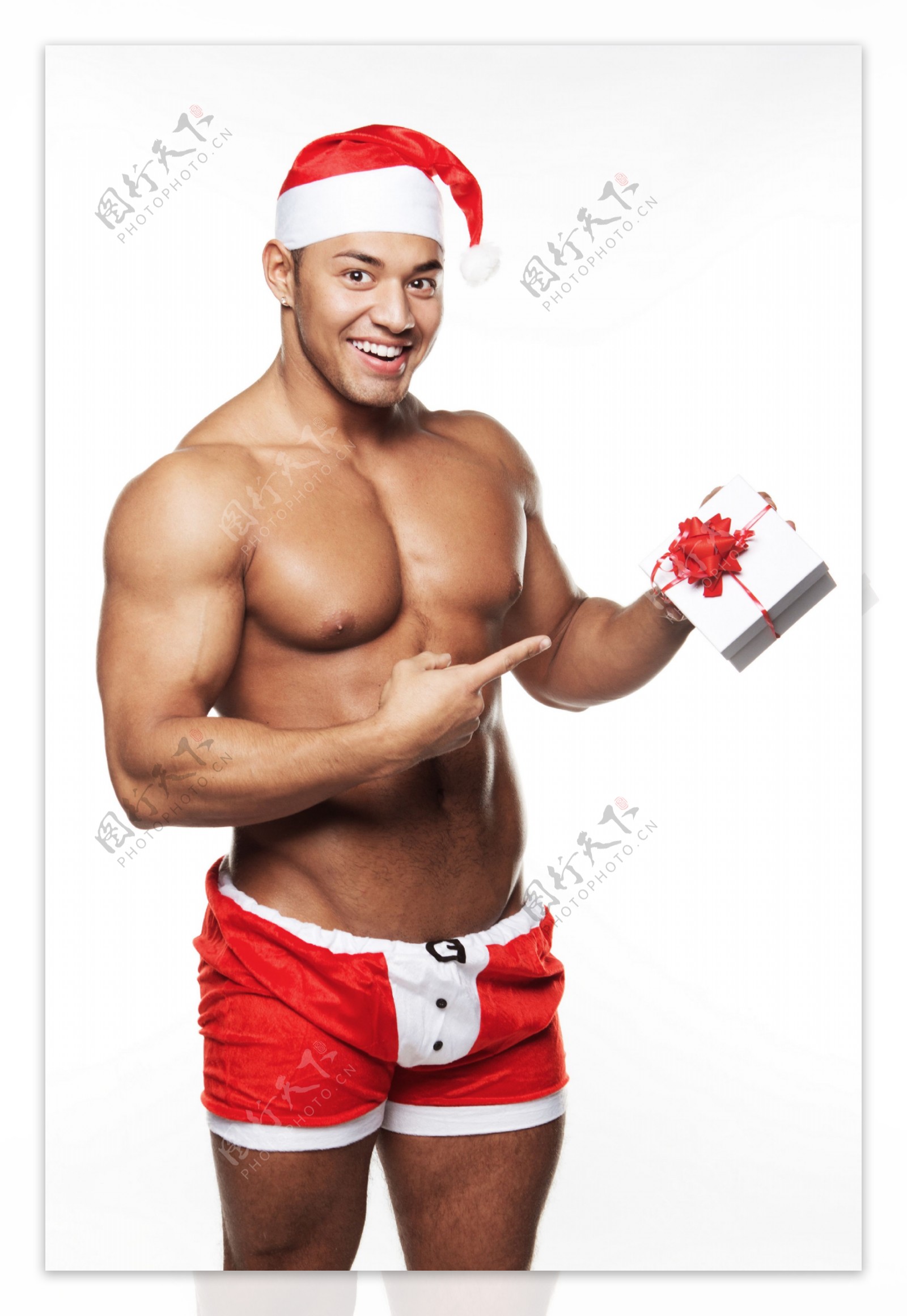 过圣诞节的肌肉男图片