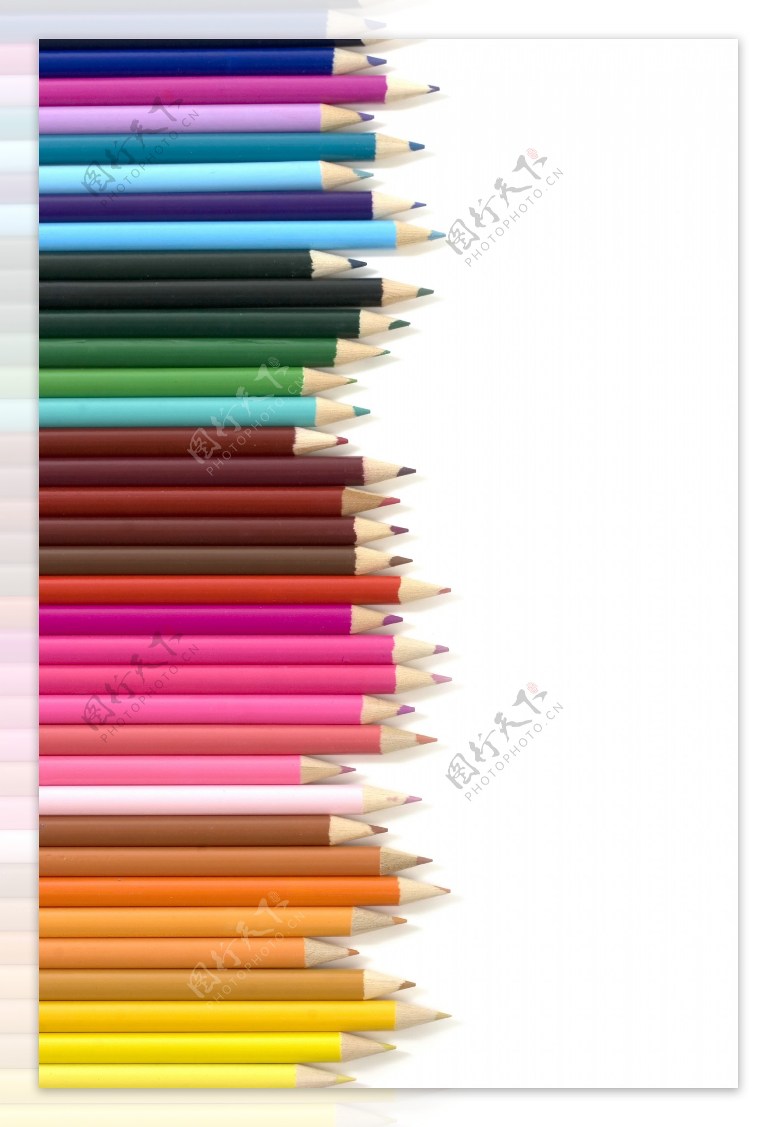 排列的彩色铅笔图片素材