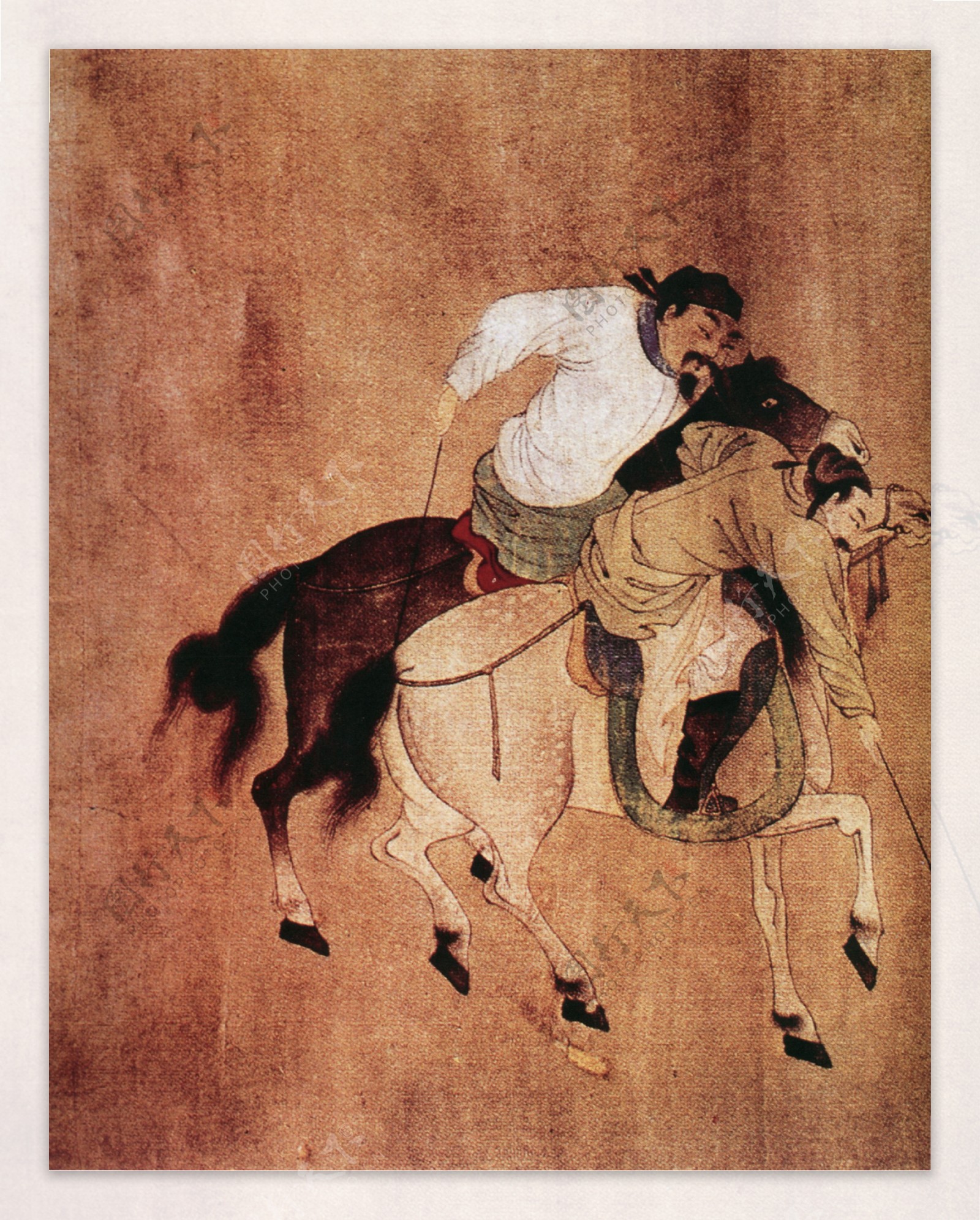 骑马的人国画图片