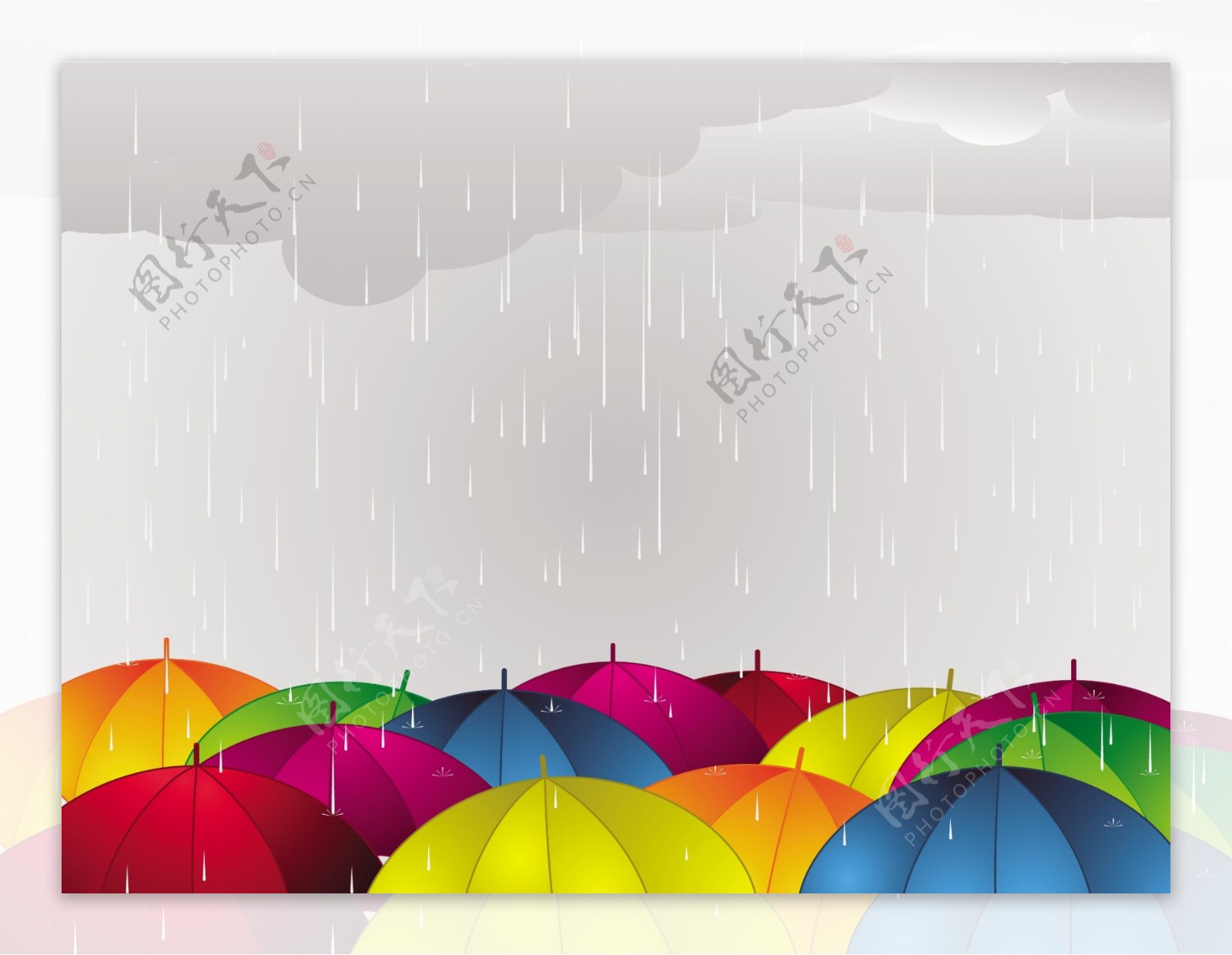卡通彩色雨伞背景