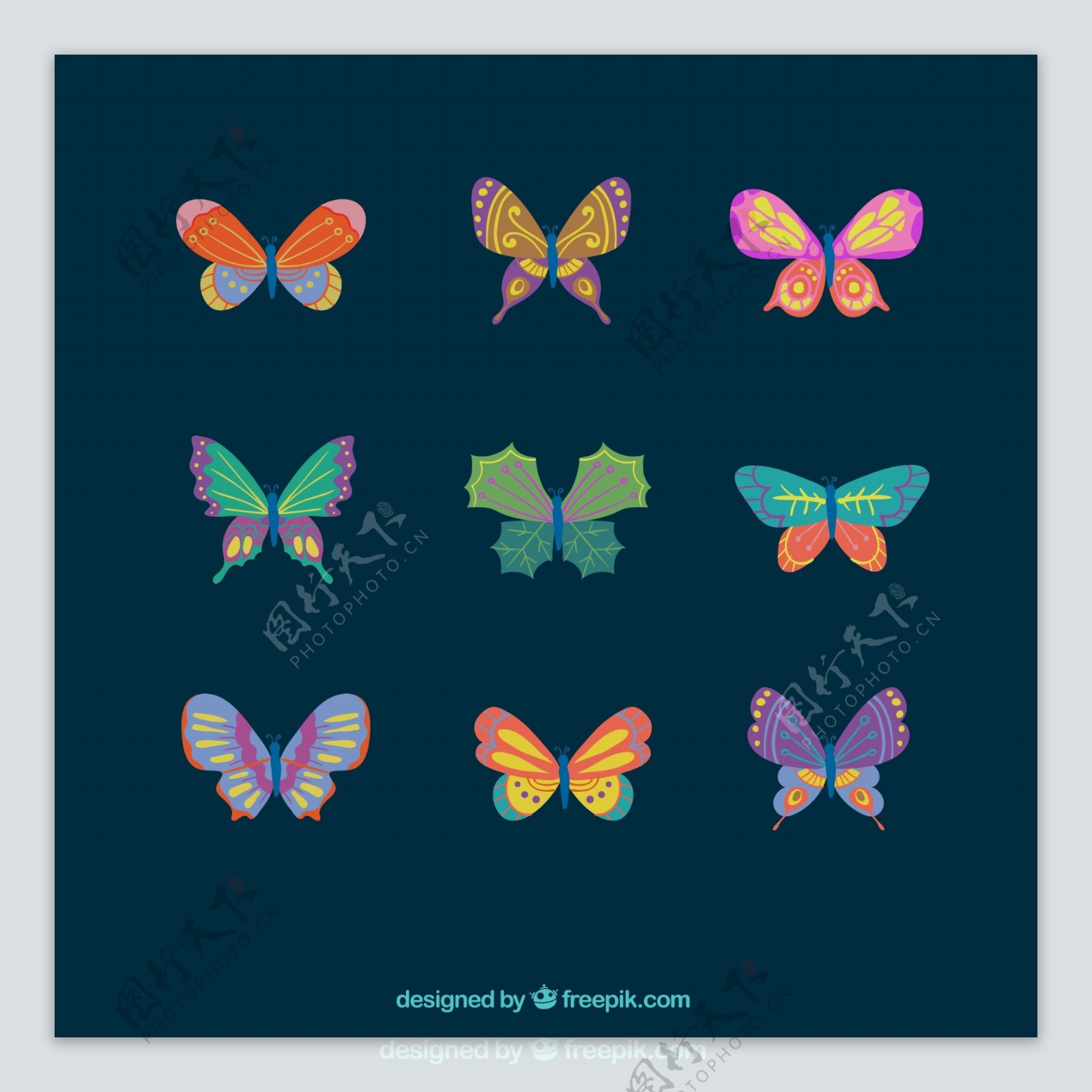 创意彩色可爱蝴蝶素材
