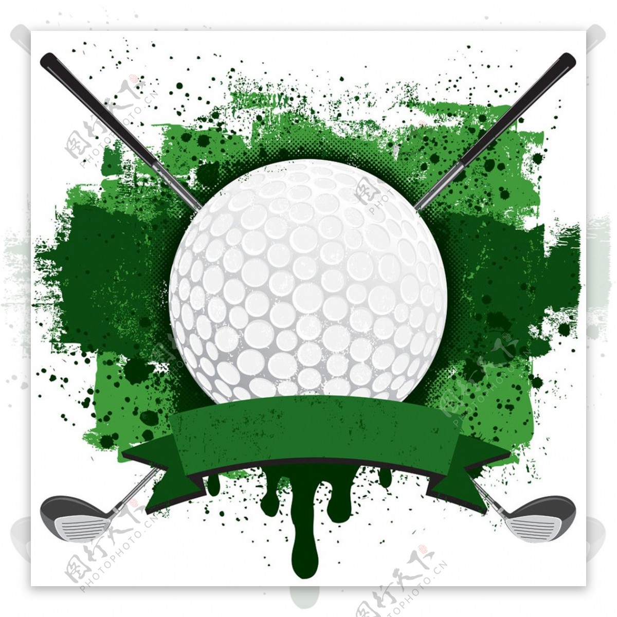 绿色背景高尔夫球图片
