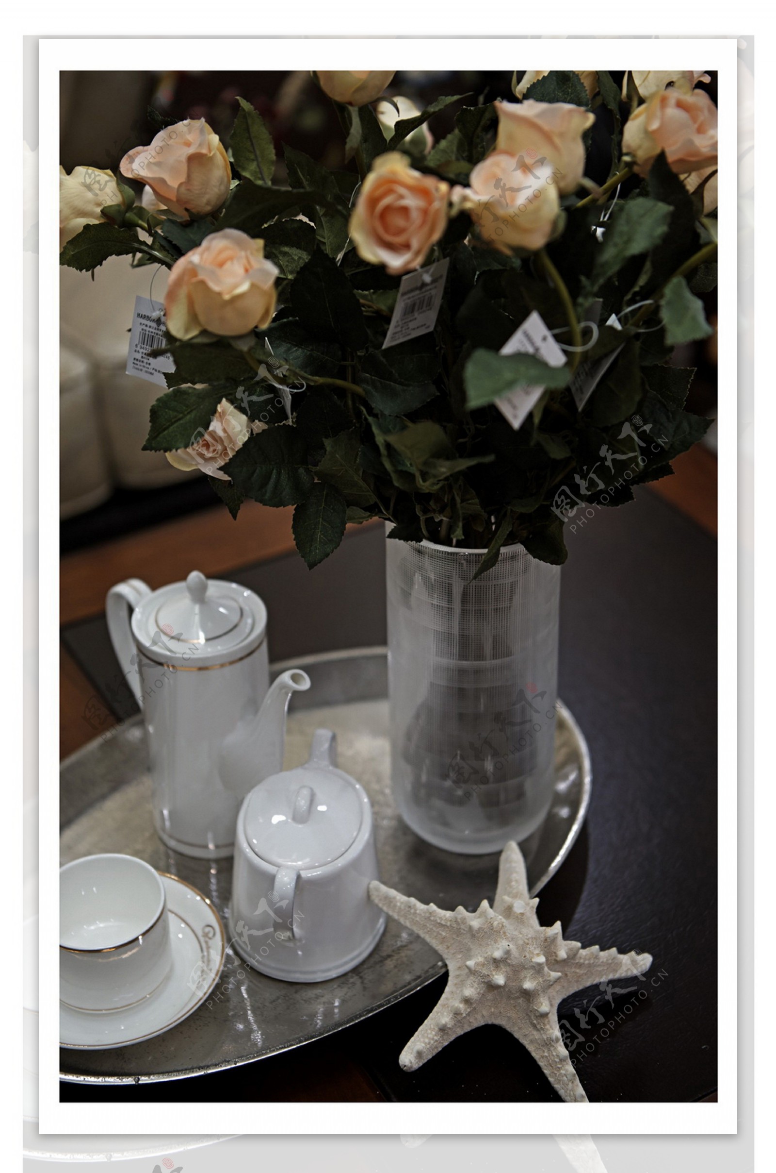 美式茶具花束图片