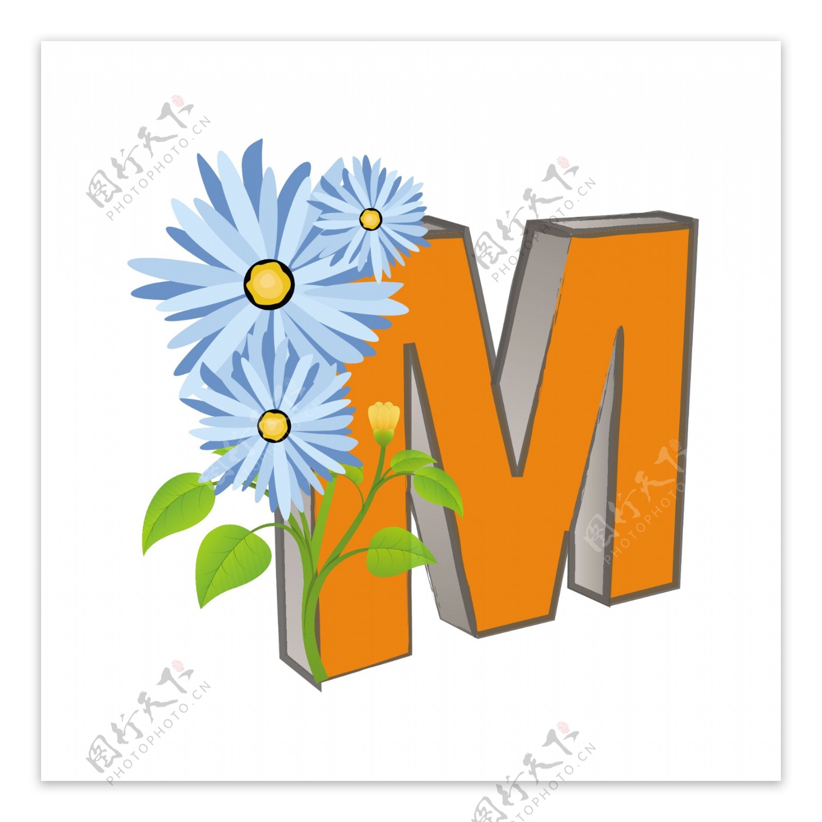 花卉矢量M字母