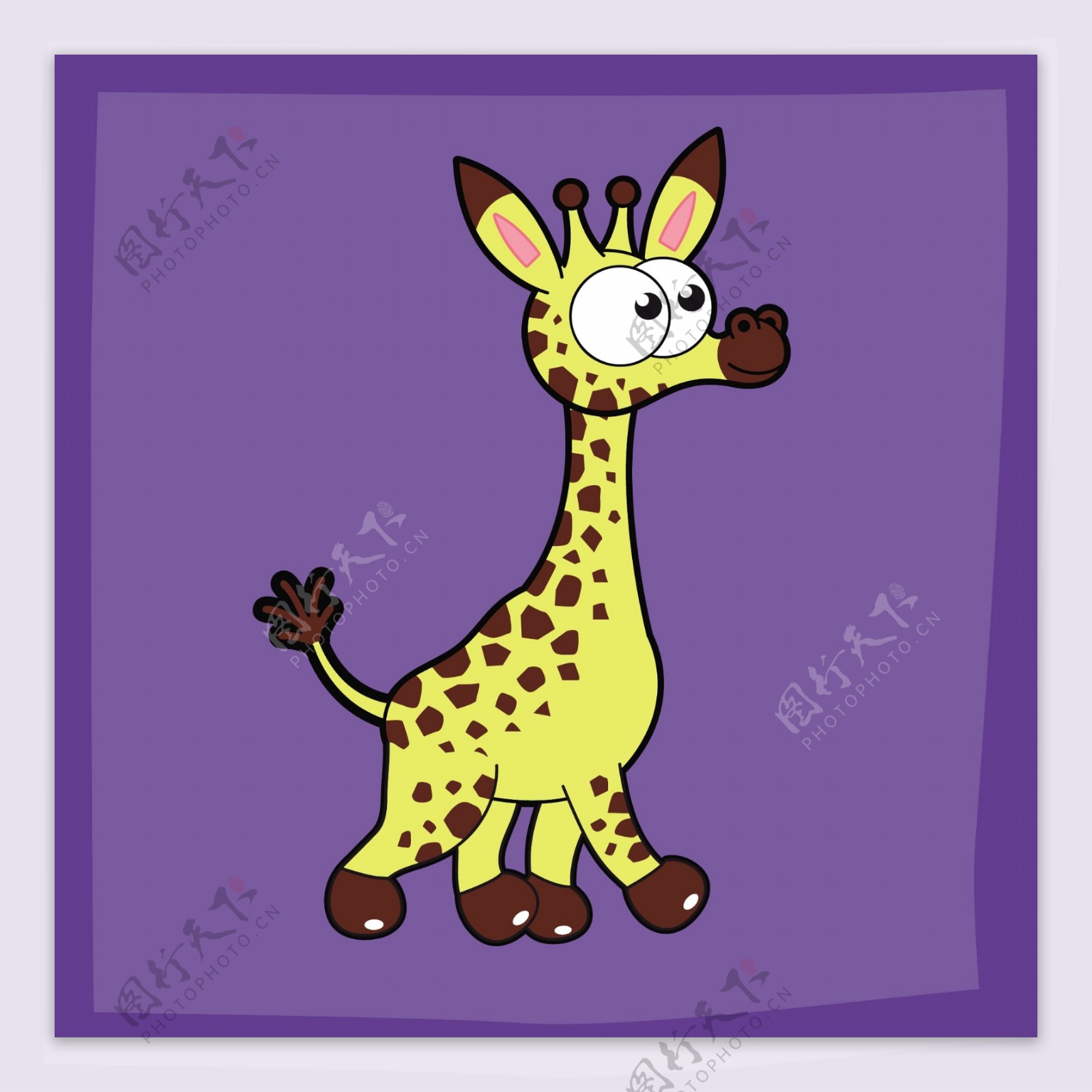矢量卡通可爱野生动物长颈鹿EPS