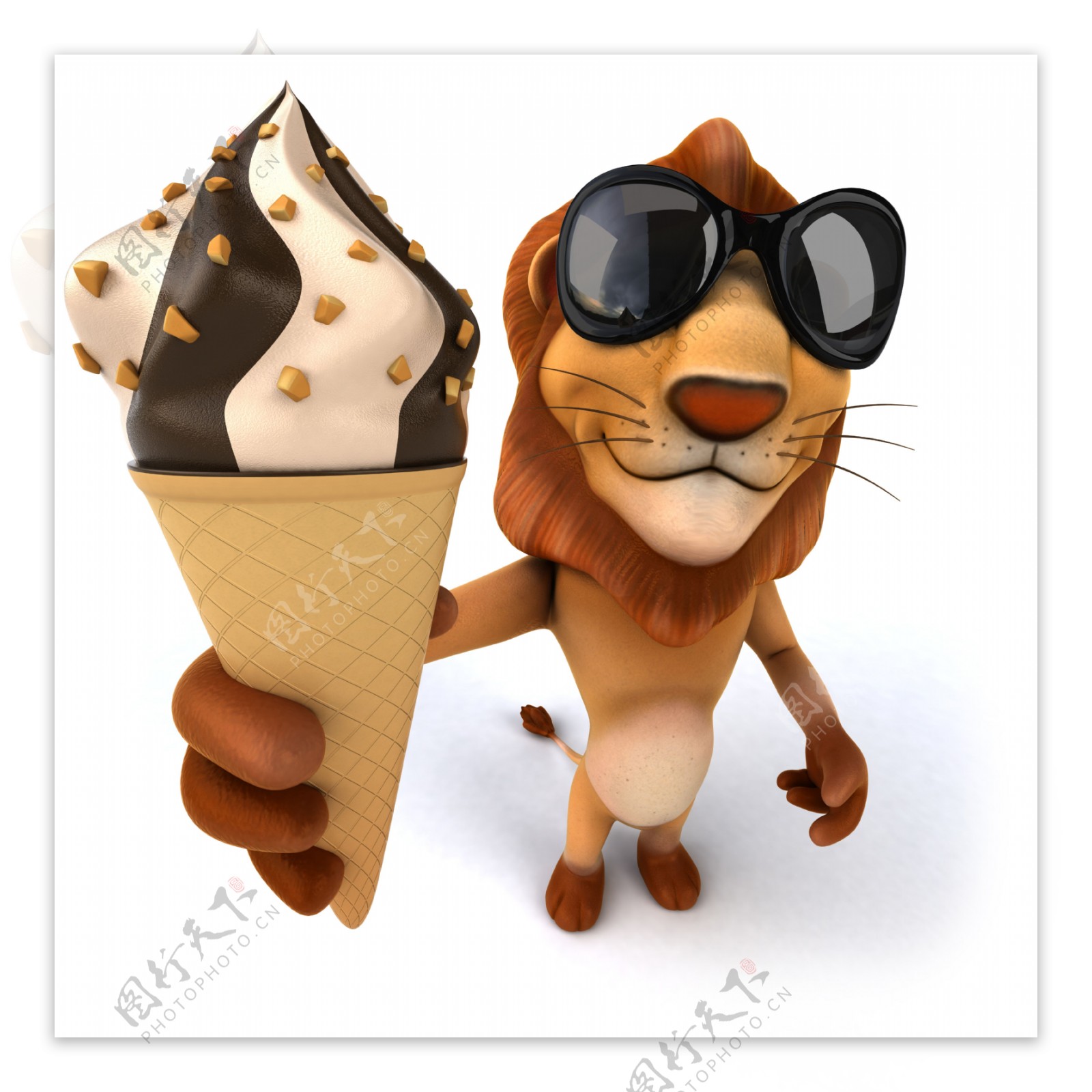 手拿冰淇淋的卡通狮子图片
