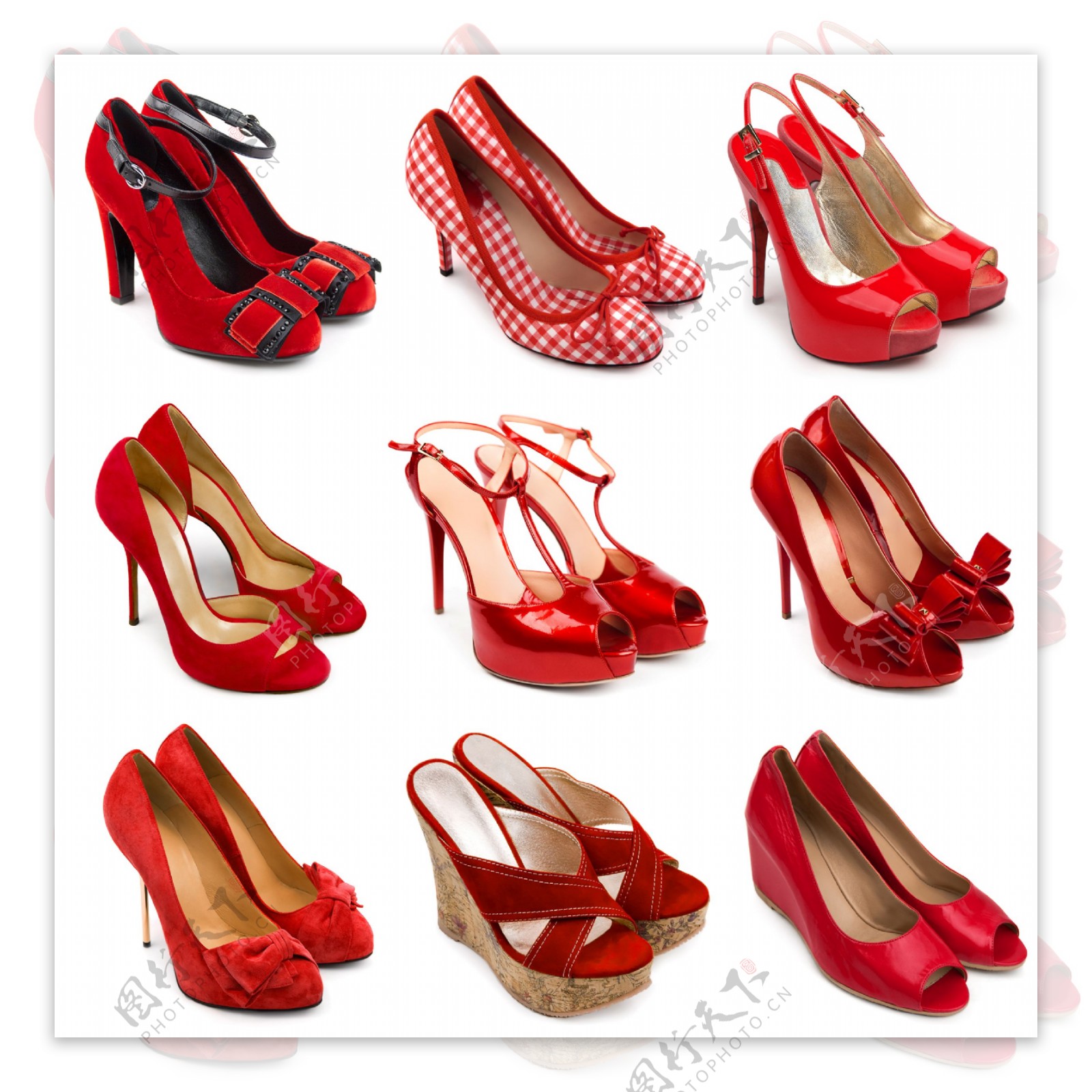 各种各样的红色女式鞋图片