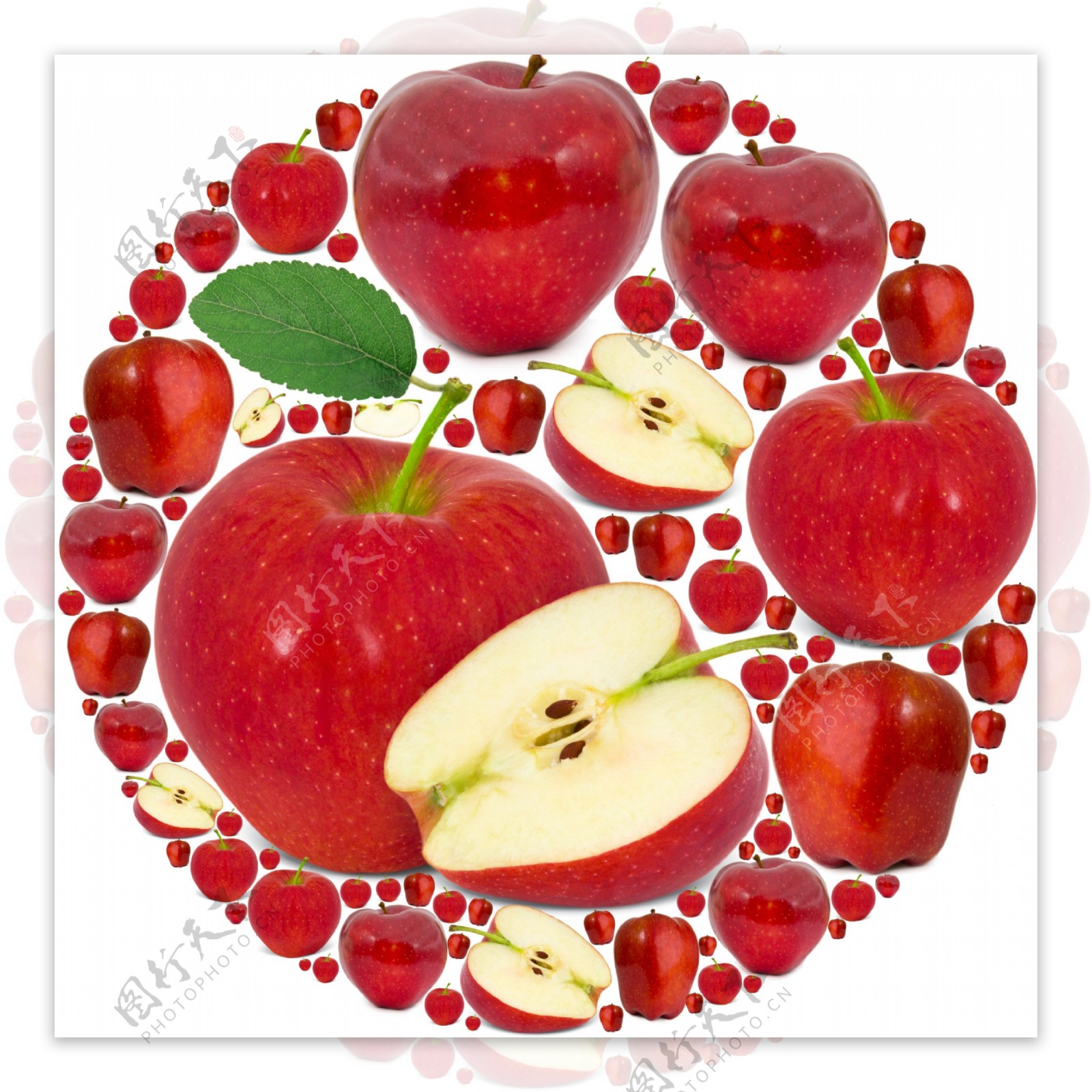 红色苹果组成的圆形图案图片