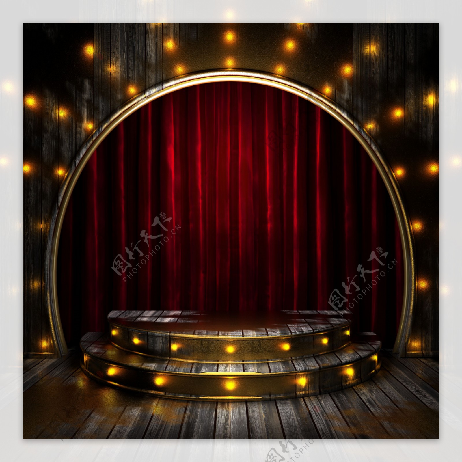 红色幕布舞台木板背景图片