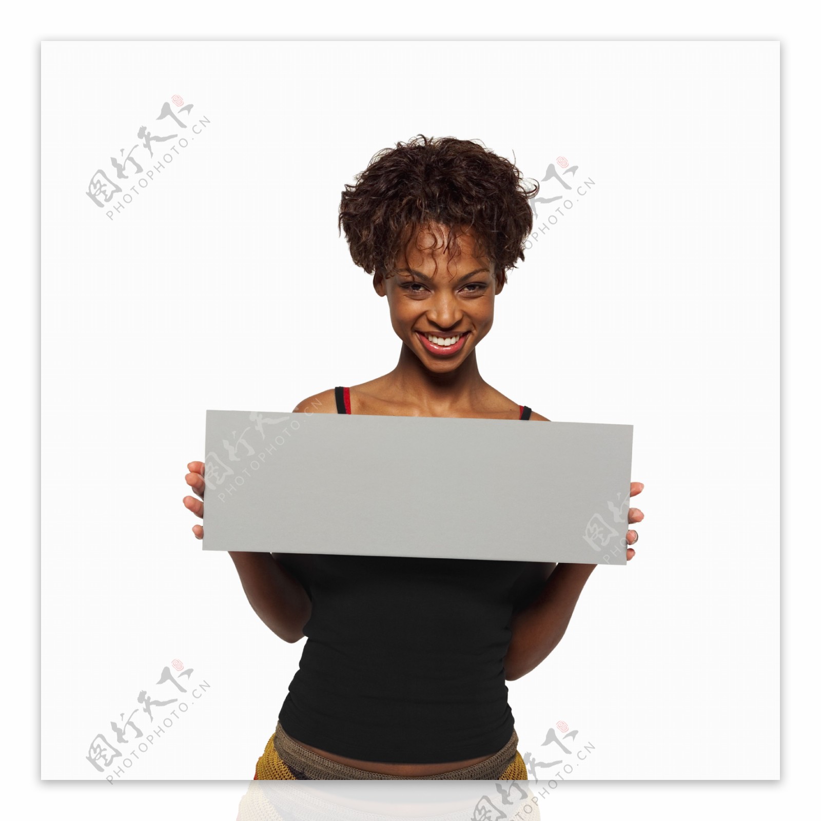 黑人女性与广告牌图片图片