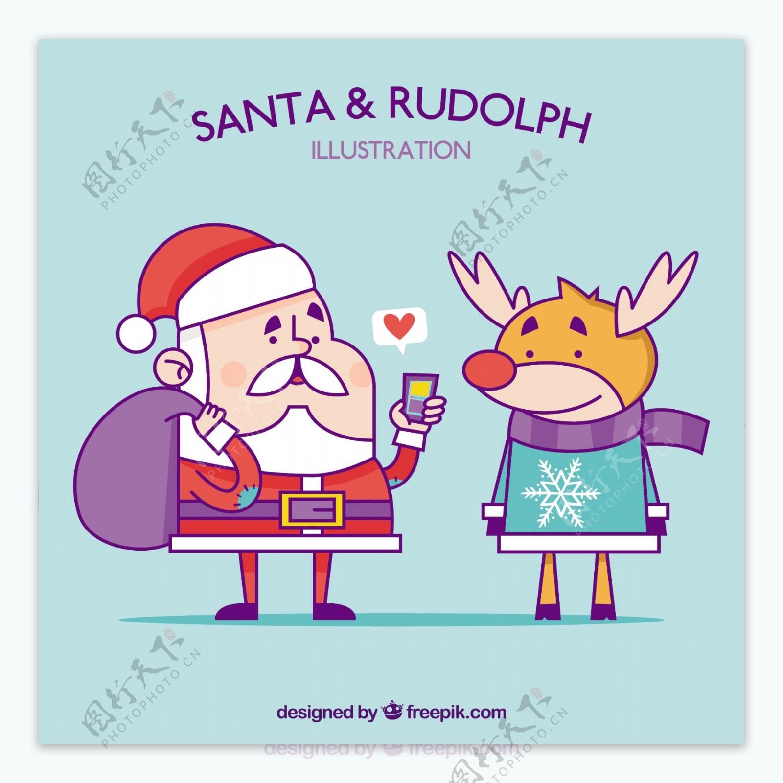 圣诞老人和鲁道夫插图