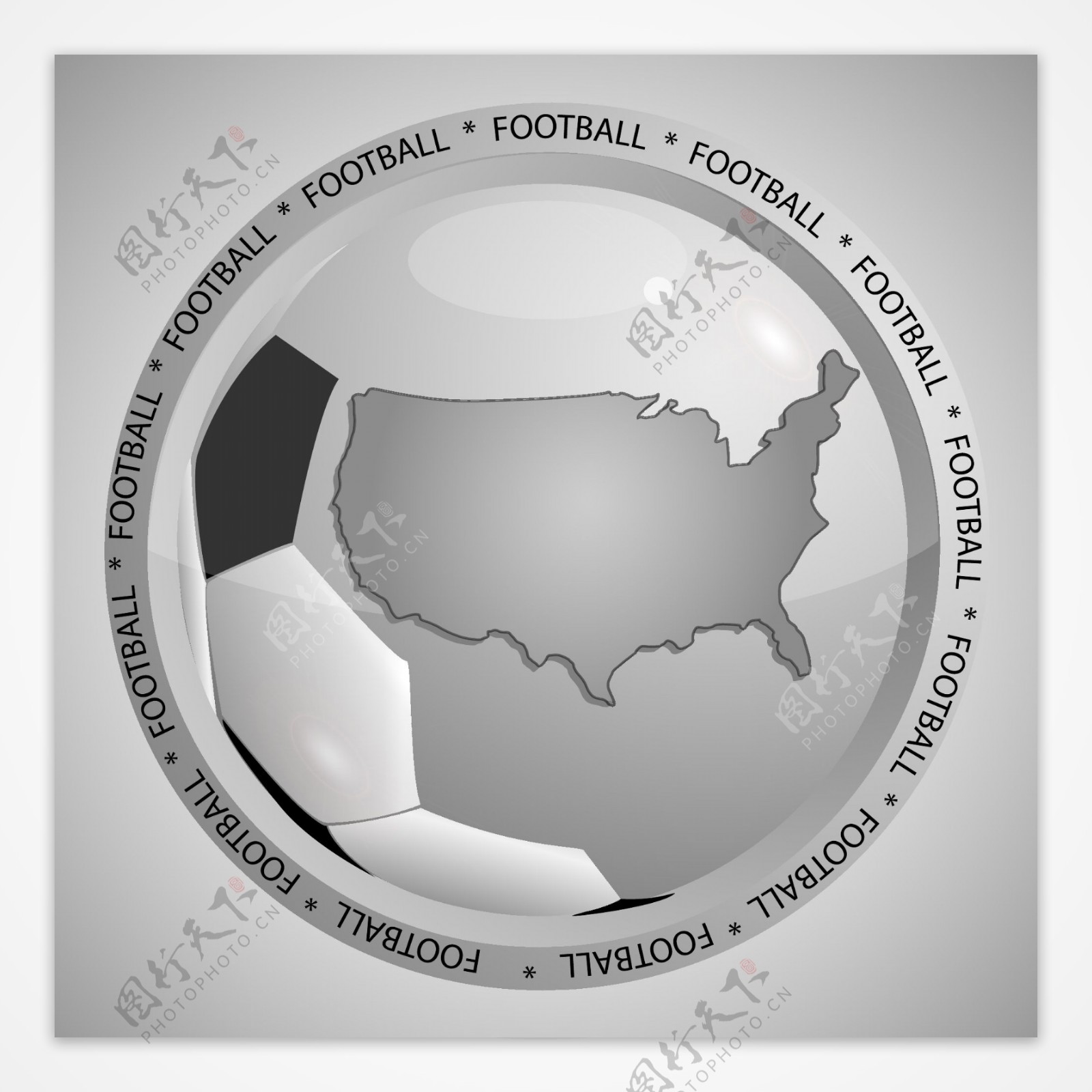 灰色地图足球背景