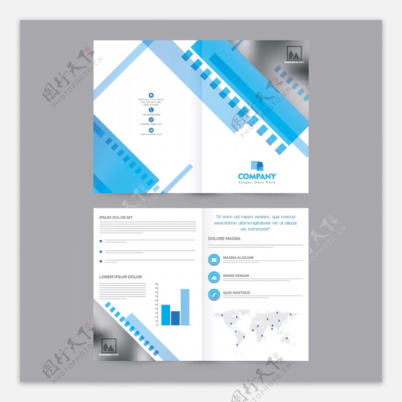 四页商业小册子模板设计与空间添加您的图片