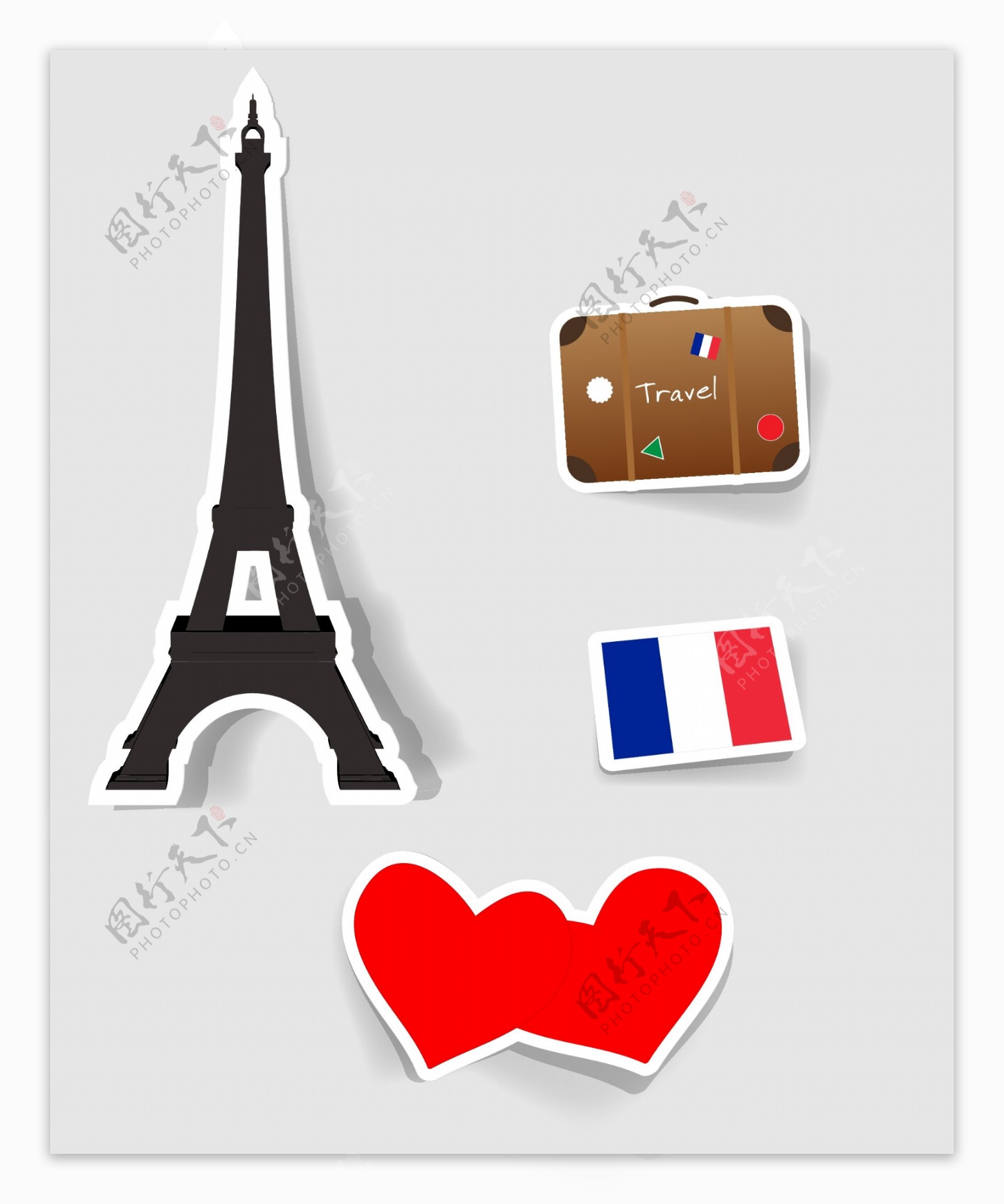 巴黎旅行图标设计素材模板下载